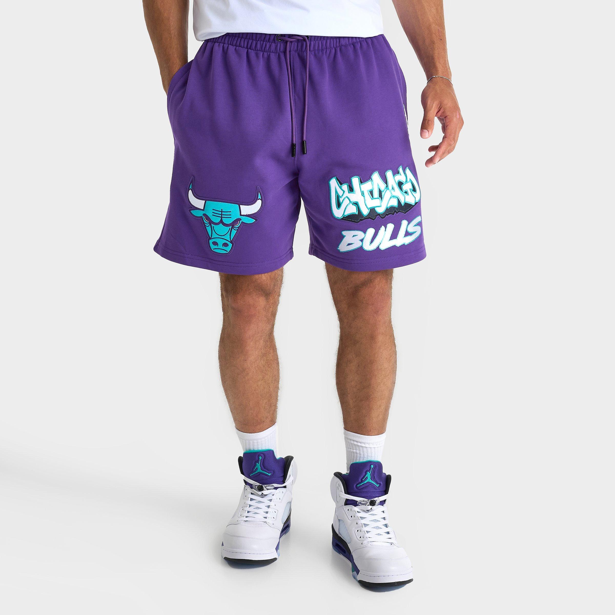 Pro Standard Men's Chicago Bulls NBA Fleece Shorts in Purple/White/Aqua Size: Small