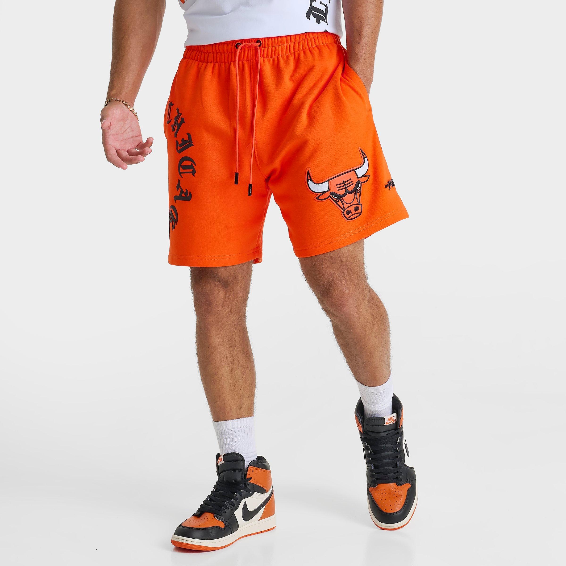 Pro Standard Men's Chicago Bulls NBA Old English Fleece Shorts in Orange/Black/White Size: Small