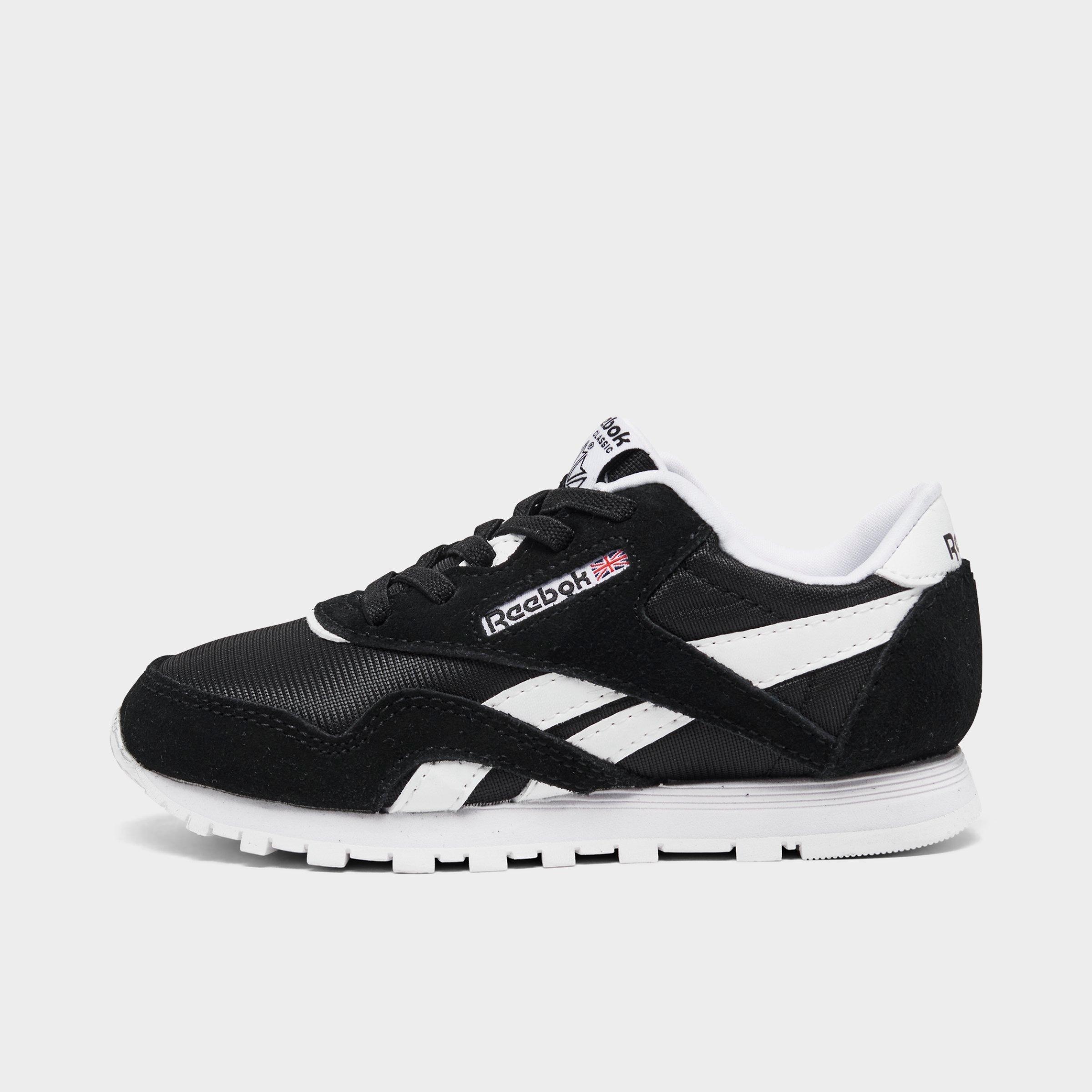 Reebok Kids Toddler Classic Nylon Stretch Lace Casual Shoes in Black/White Size: 4.0