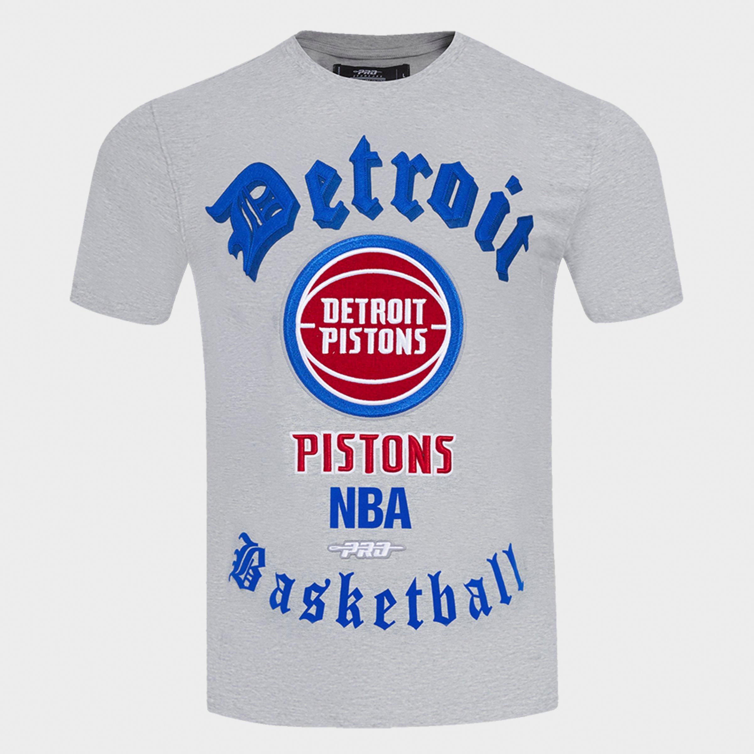 Pro Standard Men's Detroit Pistons NBA Old English T-Shirt in Heather Grey Size: Large