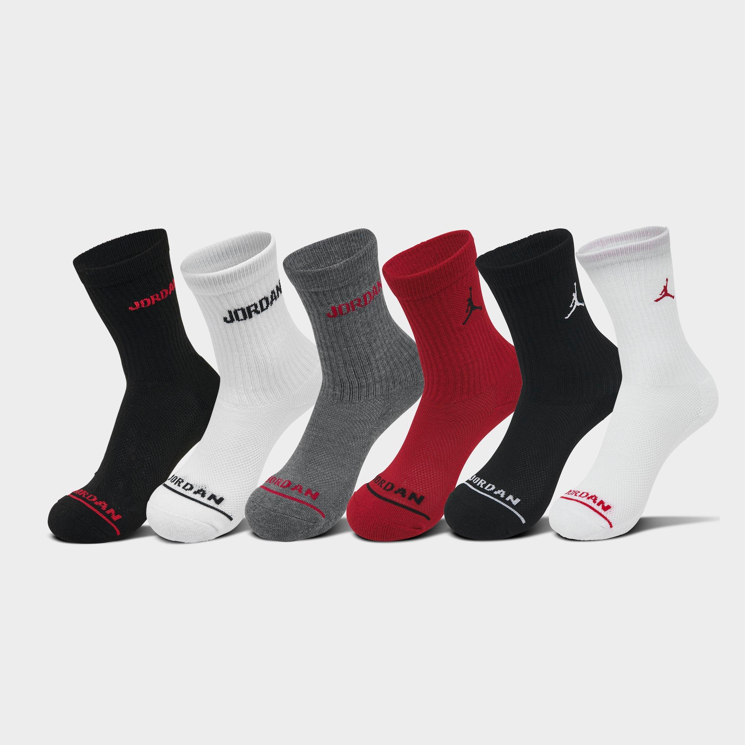 Nike Jordan Kids' Legend Crew Socks (6-pack) Size 9-11 Cotton In Multi-color