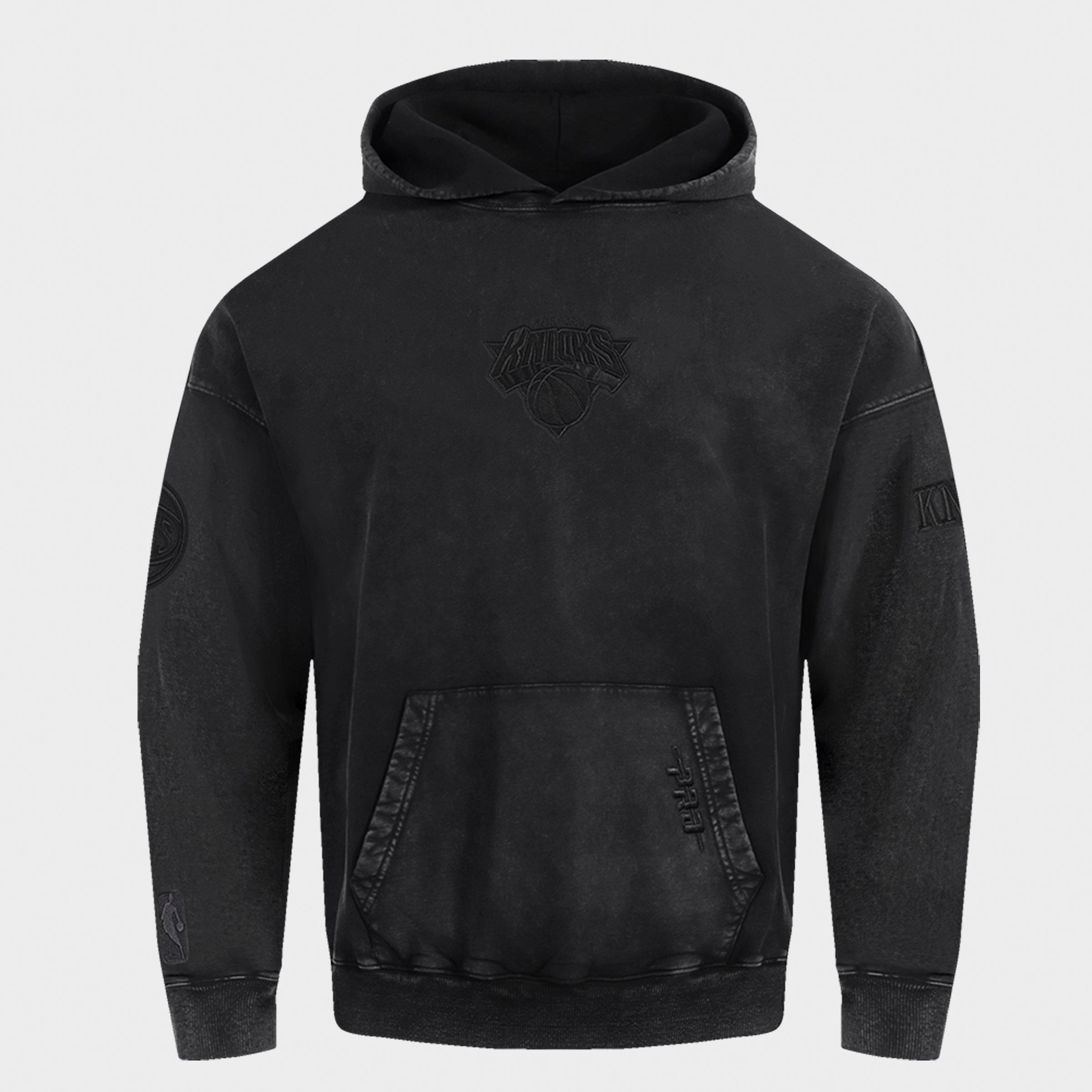 Pro Standard Men's New York Knicks NBA Enzyme Wash Fleece Pullover Hoodie in Washed Black Size: XL