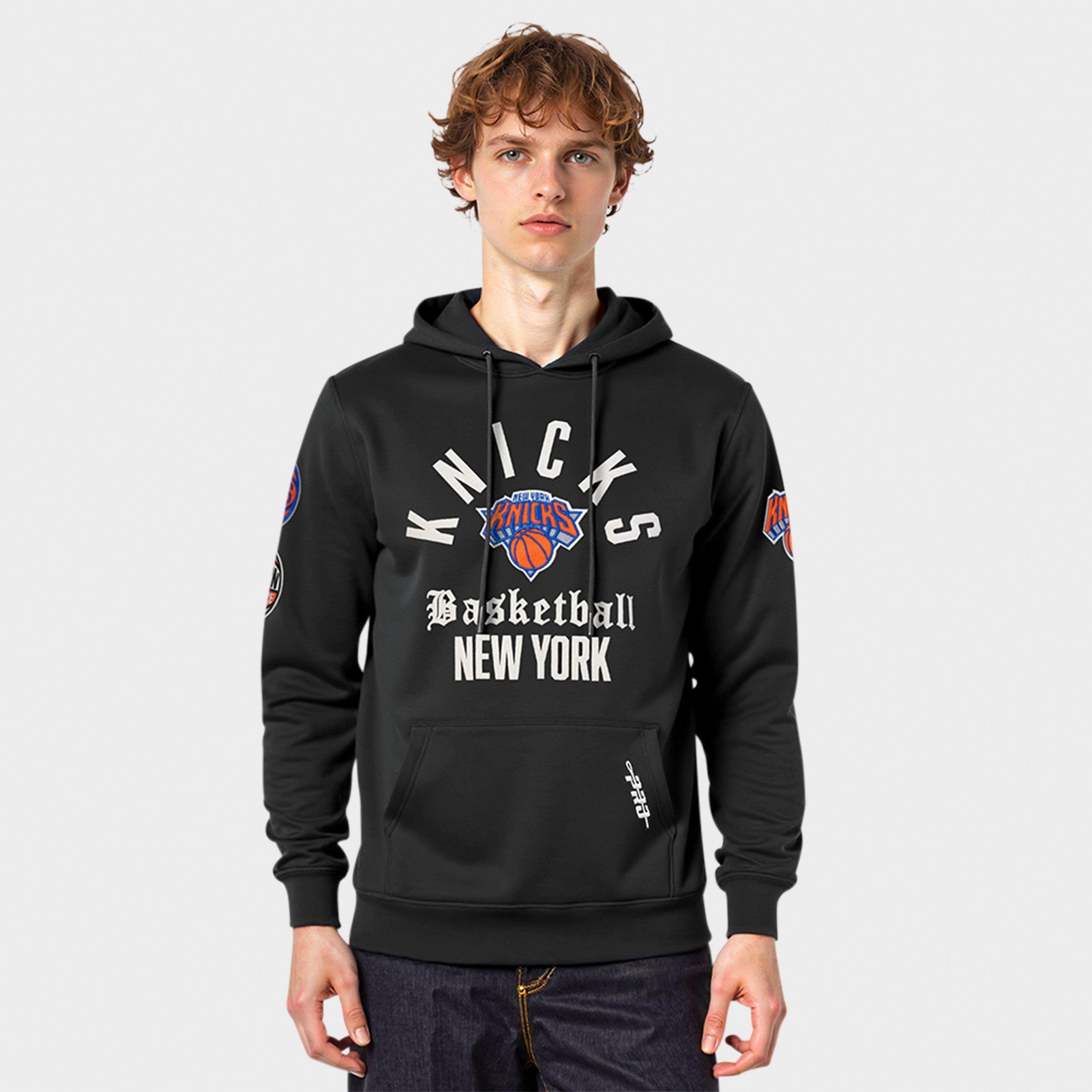 Pro Standard Men's New York Knicks NBA Modern Originals Fleece Pullover Hoodie in Black Size: XL