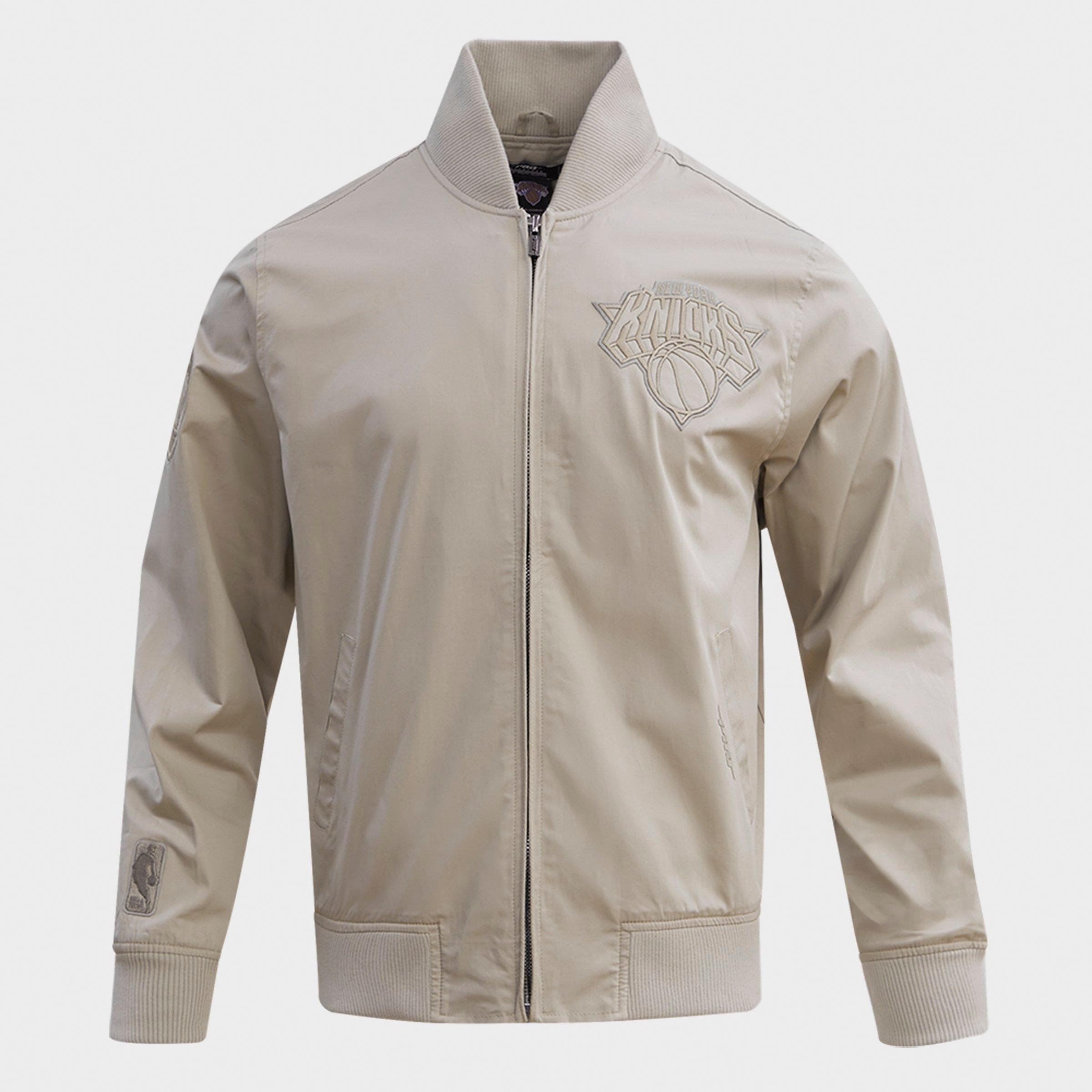 Pro Standard Men's New York Knicks NBA Neutral Twill Jacket in Taupe Size: 3XL