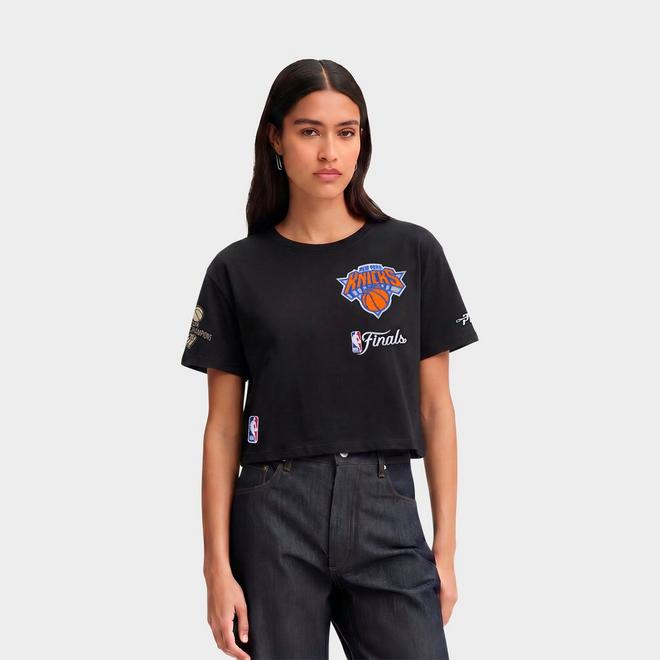 Women's Pro Standard New York Knicks Script Tail Single Jersey Boxy T-Shirt