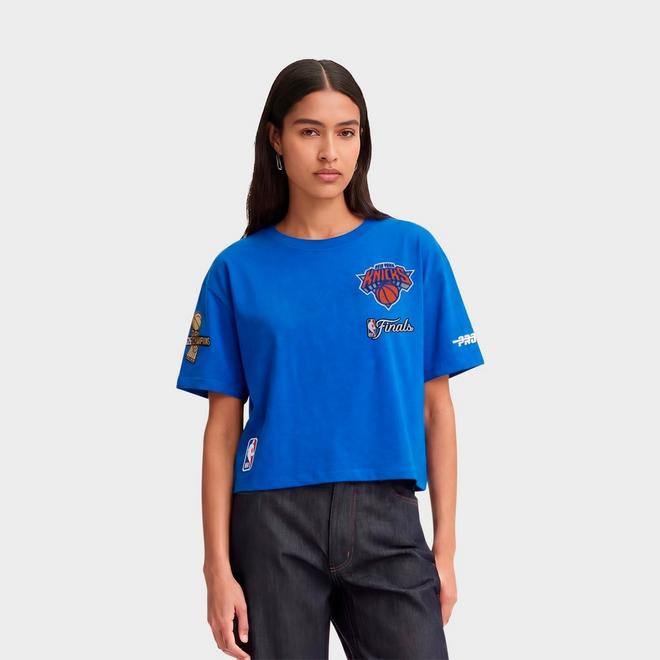 Women's Pro Standard New York Knicks Script Tail Single Jersey Boxy T-Shirt