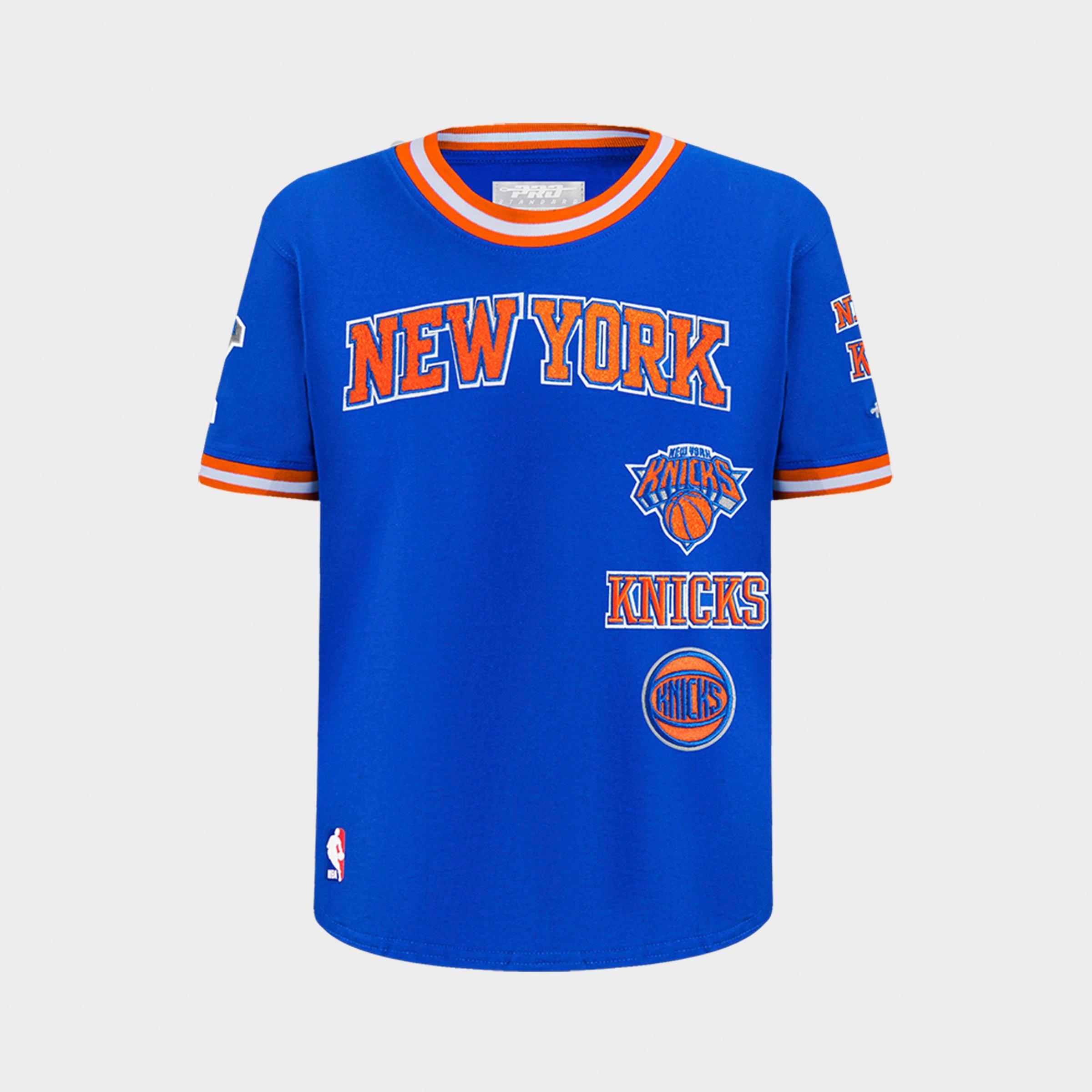 Pro Standard Big Kids New York Knicks NBA Retro Classic T-Shirt in Royal Blue/Orange Size: Medium
