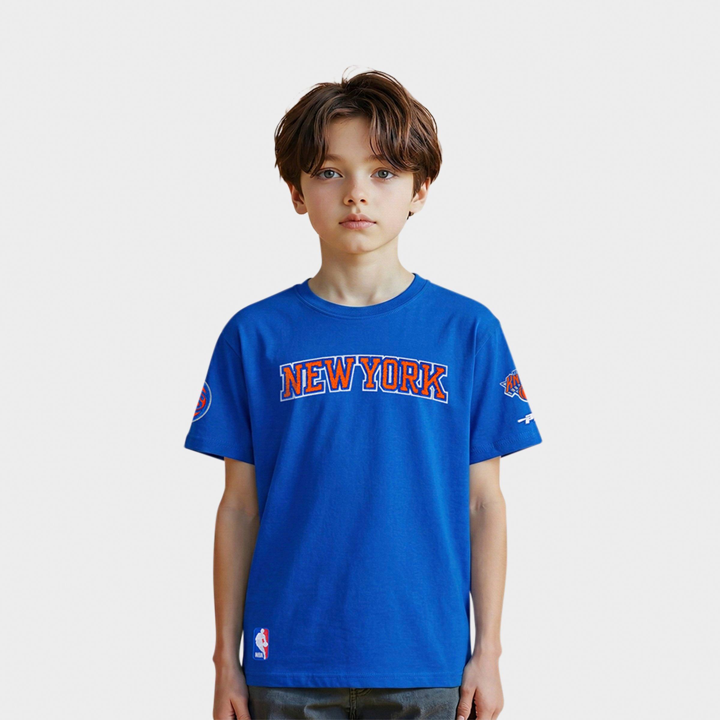 Pro Standard Little Kids New York Knicks NBA Chenille T-Shirt in Royal Blue Size: 4