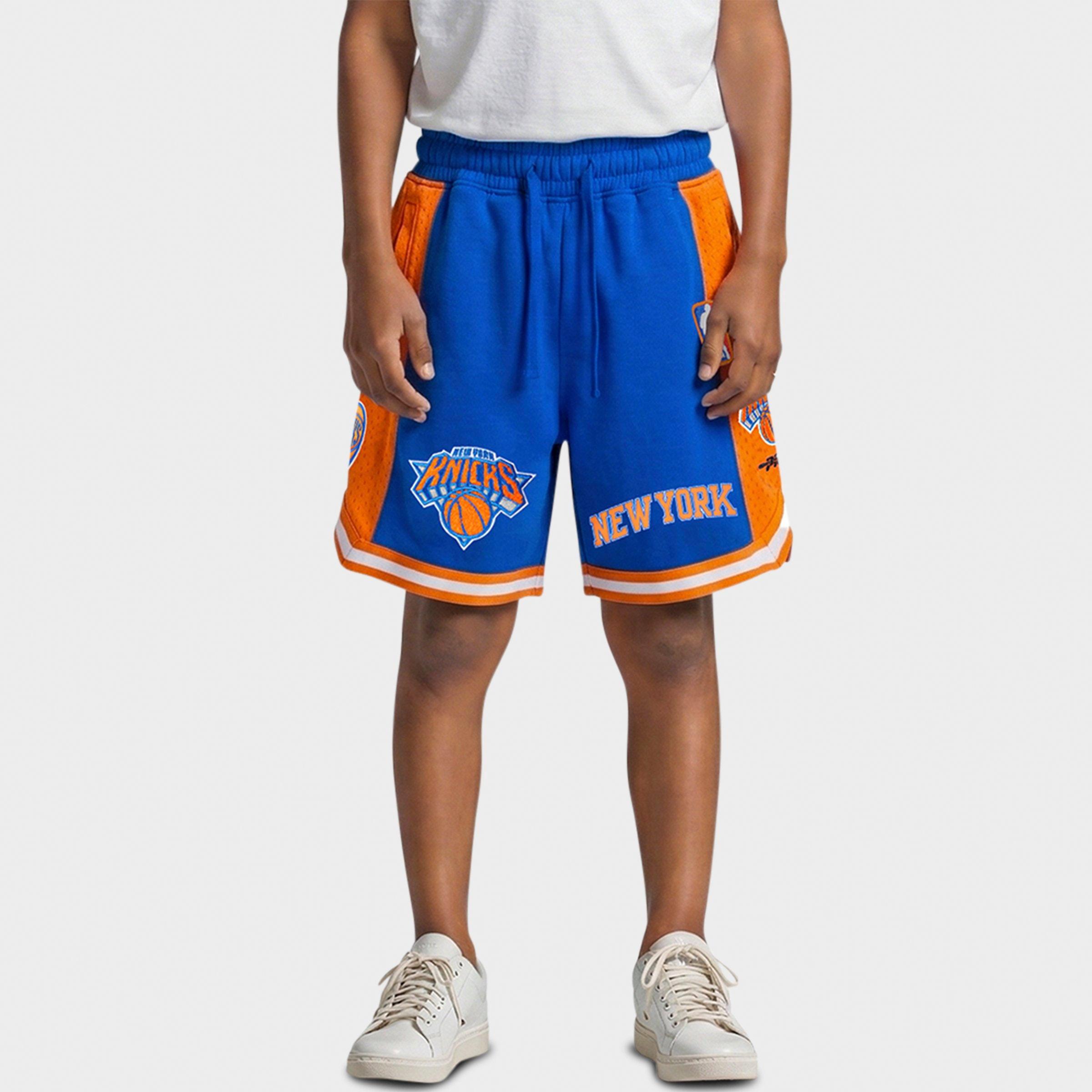 Pro Standard Big Kids New York Knicks NBA Retro Classic 2.0 Shorts in Royal Blue/Orange Size: 5