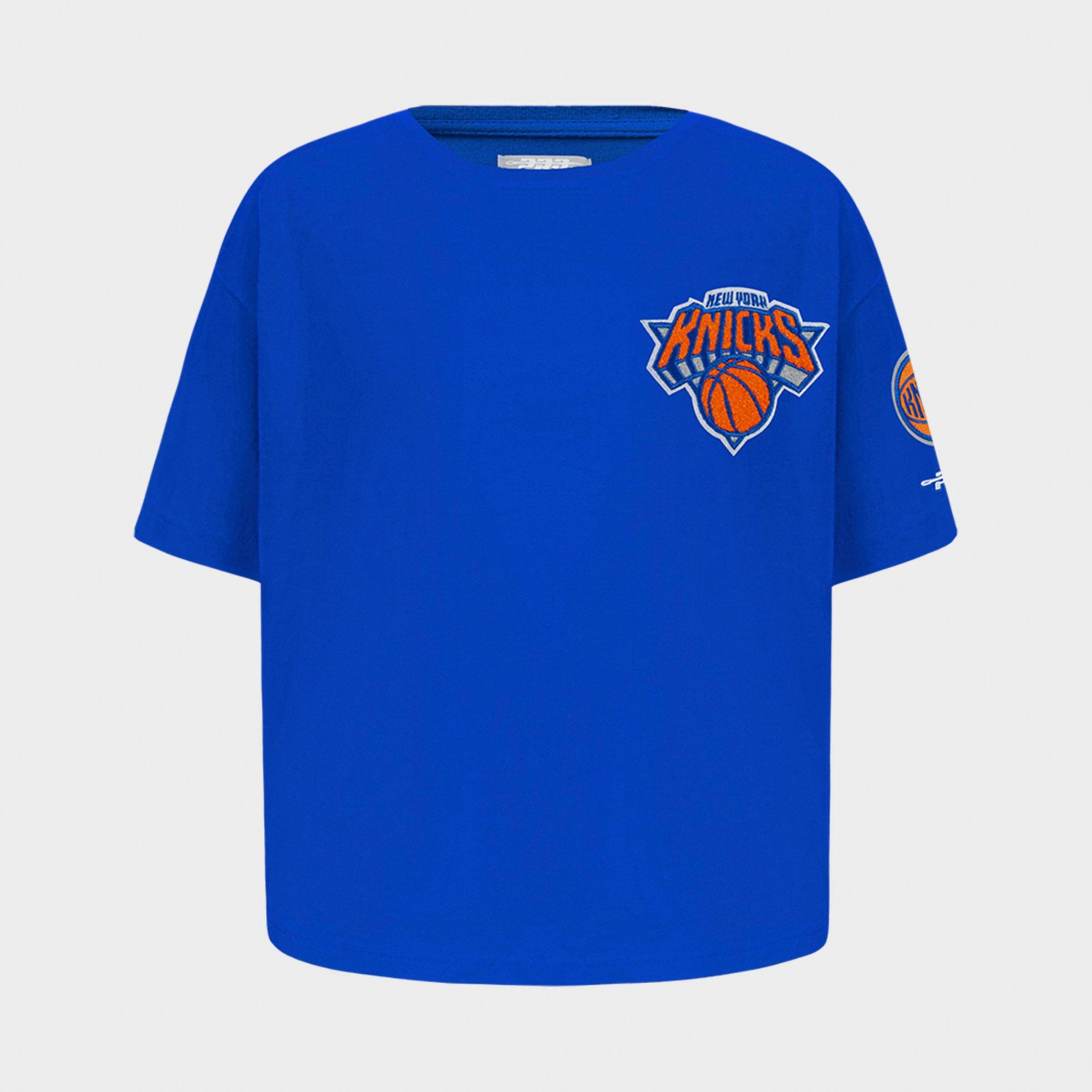 Pro Standard Girls' Little Kids New York Knicks NBA Boxy T-Shirt in Royal Blue Size: 4