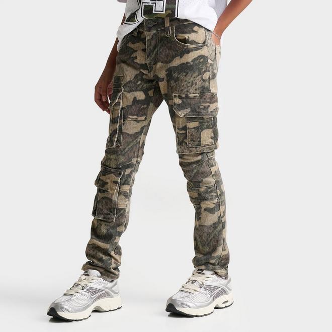 Boys' Big Kids' Smoke Rise Camo Utility Cargo Denim Jeans