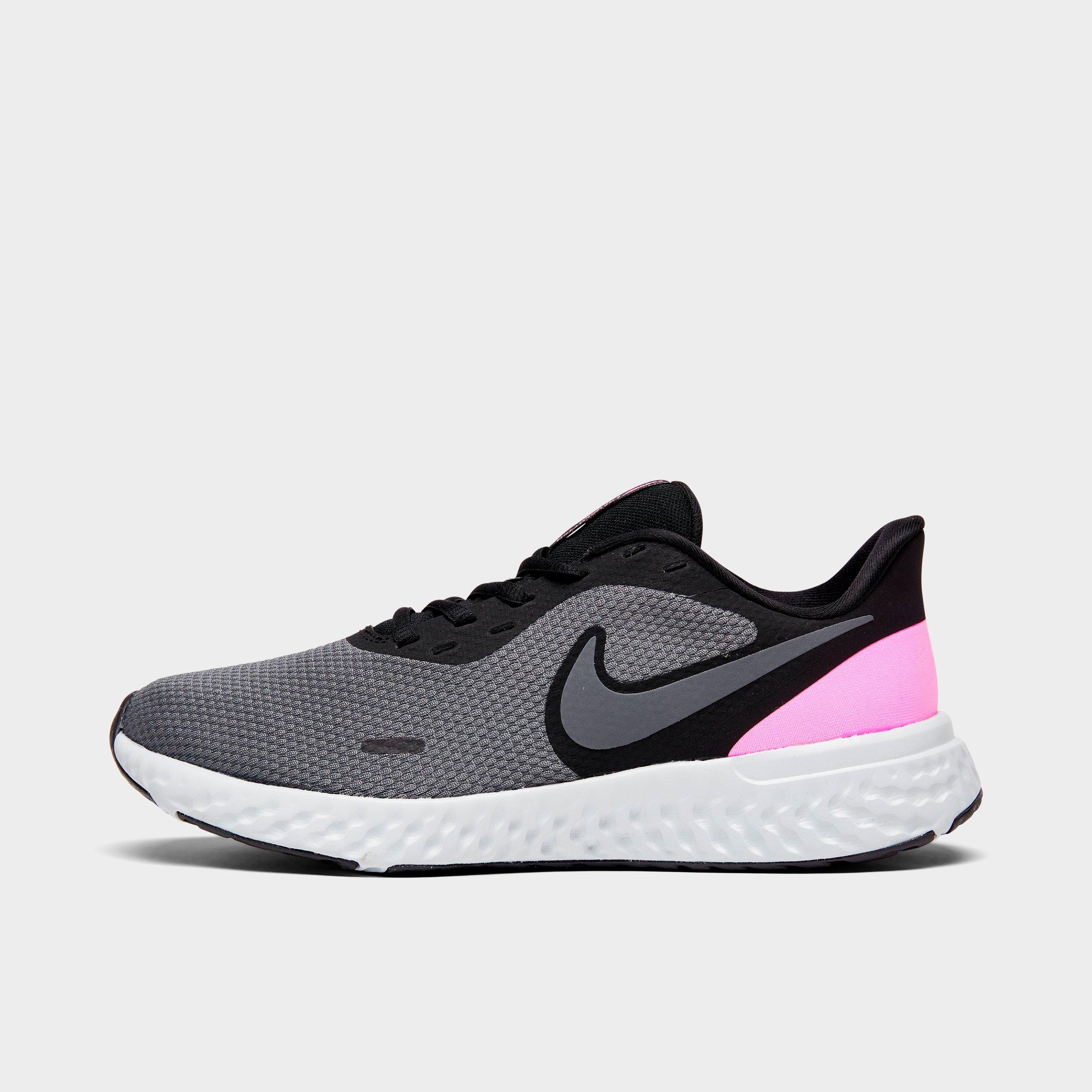 Nike Women's Revolution 5 Wide Width Running Sneakers From Finish Line In Black/psychic Pink/dark Grey/pure Platinum