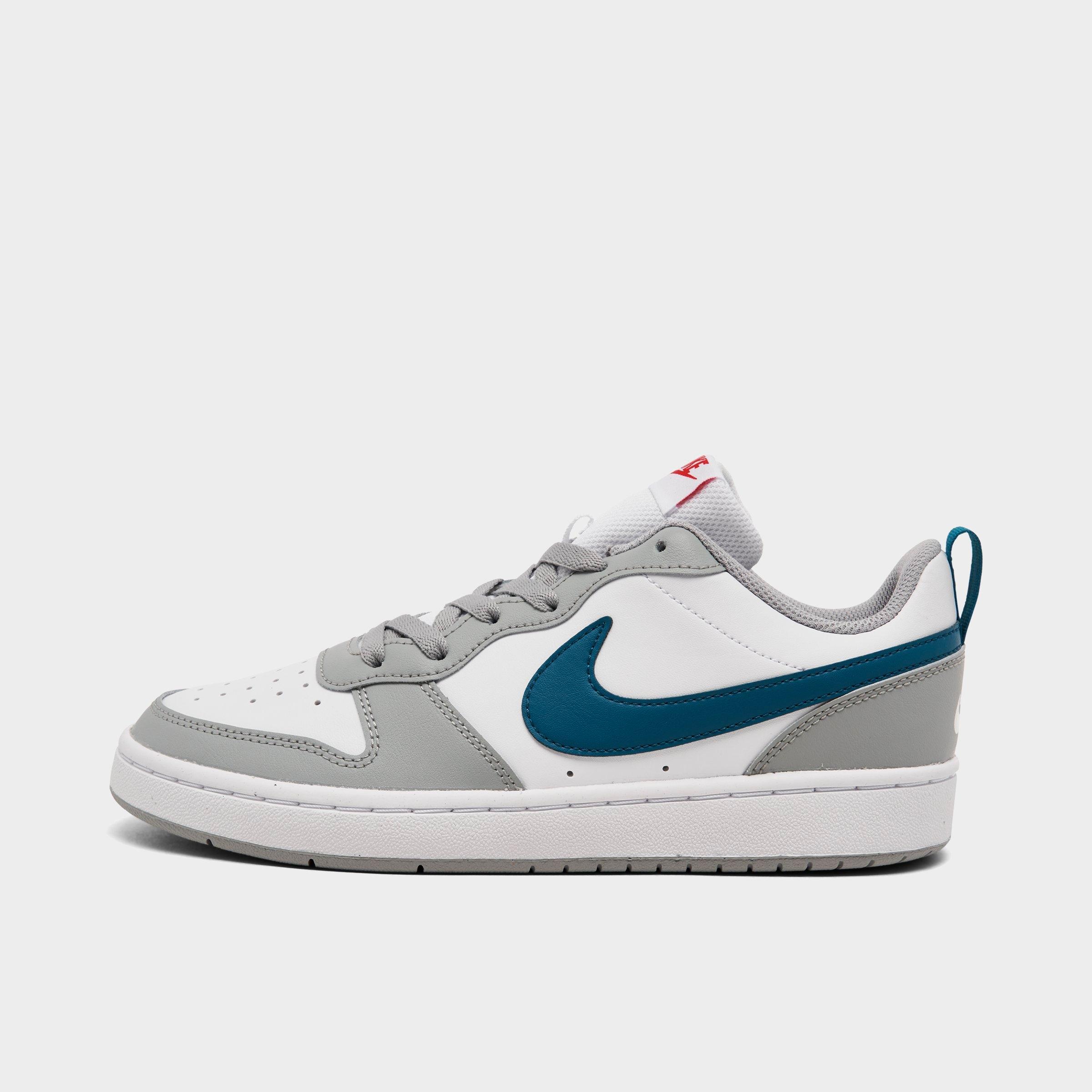 Nike Big Kids Court Borough Low 2 Casual Shoes in White/Marina/Light Smoke Grey Size: 3.5