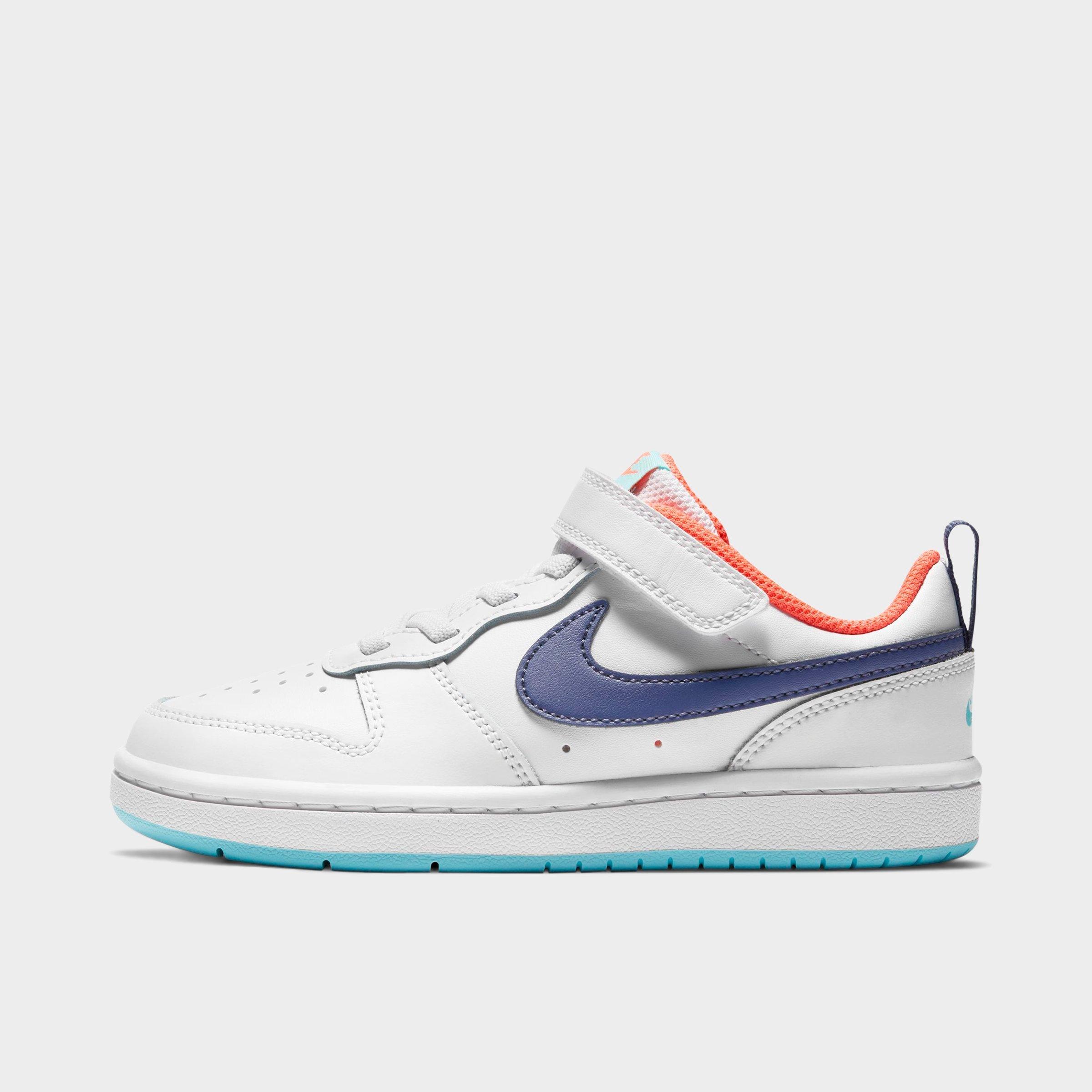 Nike Court Borough Low 2 Little Kids' Shoes In White/dark Purple Dust-copa-bright Mango