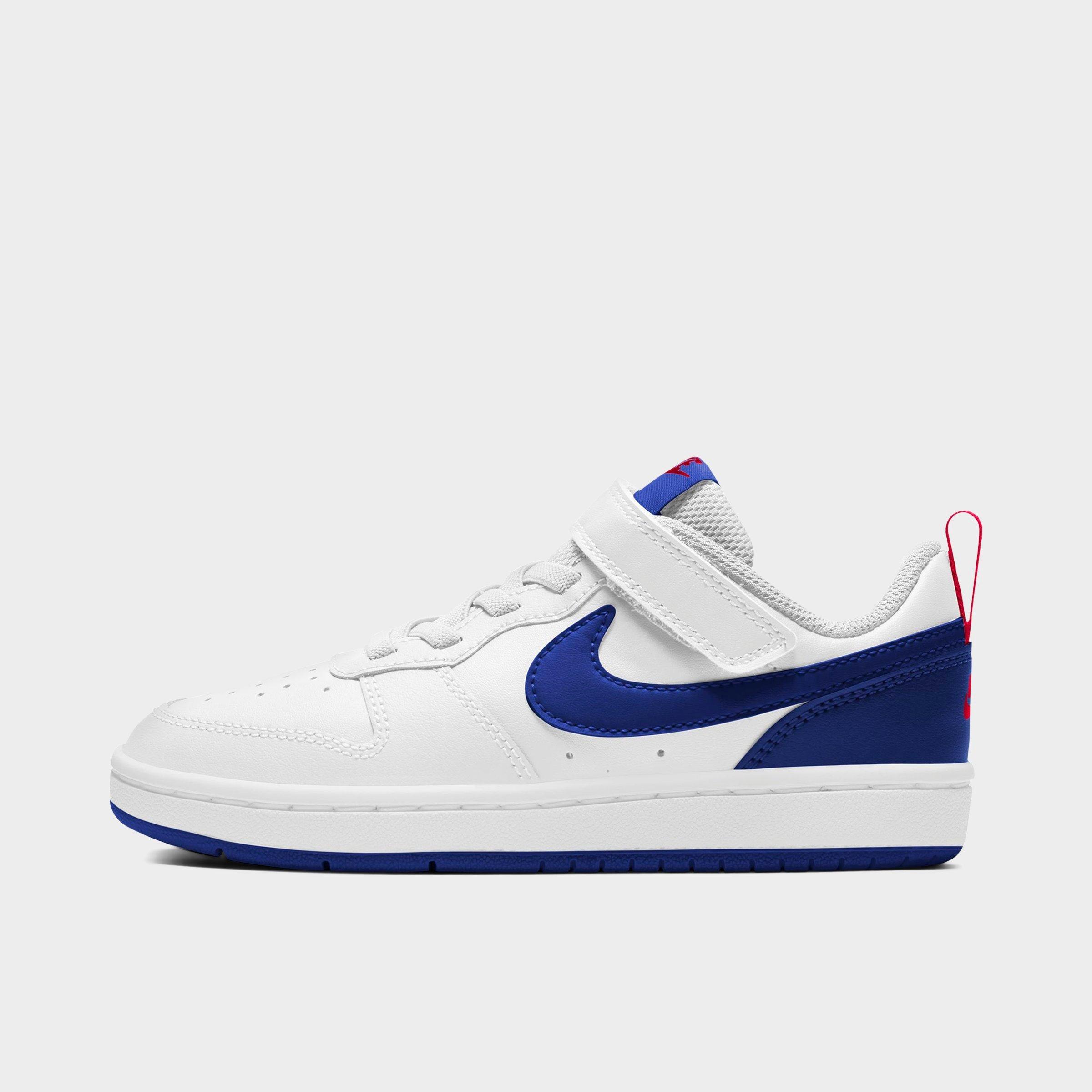 Nike Little Boys Court Borough Low 2 Casual Sneakers From Finish Line In White/deep Royal-university Red