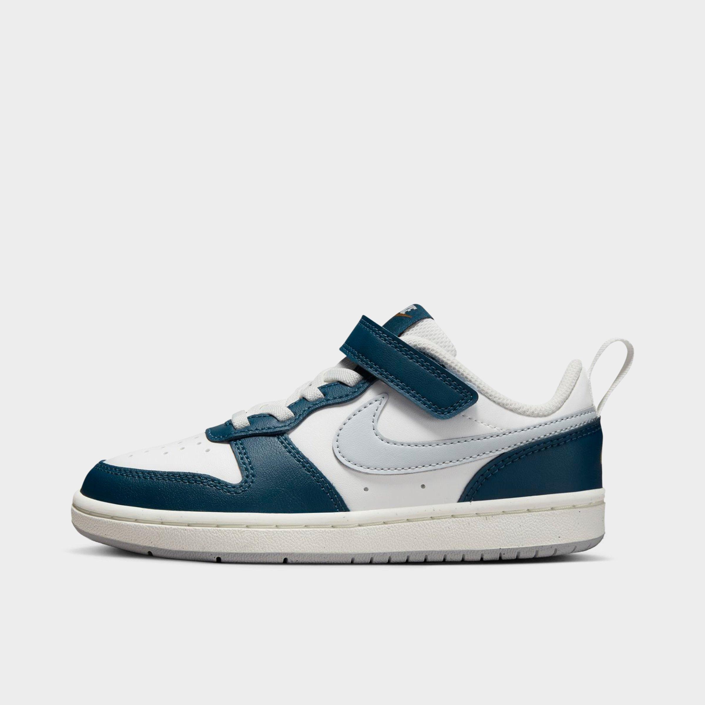 Nike Little Kids' Court Borough Low 2 Hook-and-loop Casual Shoes In Summit White/valerian Blue/pilgrim/pure Platinum