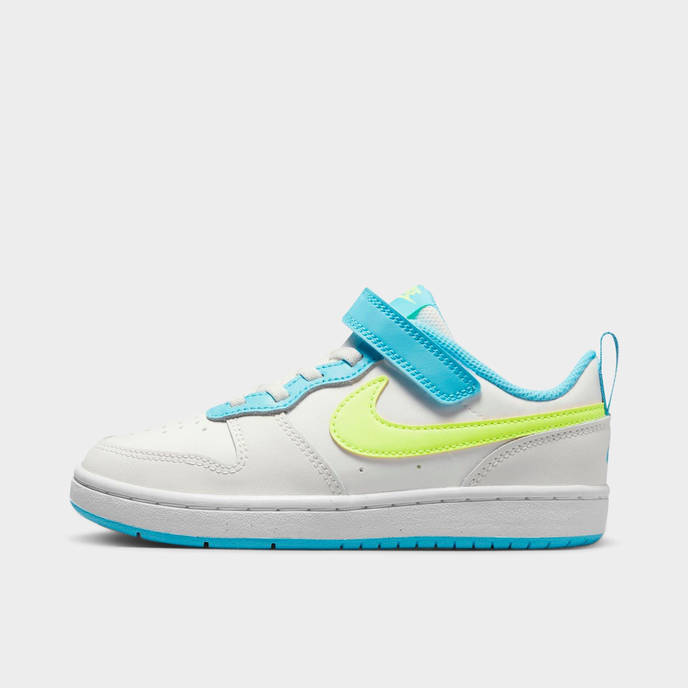 Nike Little Kids' Court Borough Low 2 Hook-and-loop Casual Shoes In Summit White/volt/baltic Blue