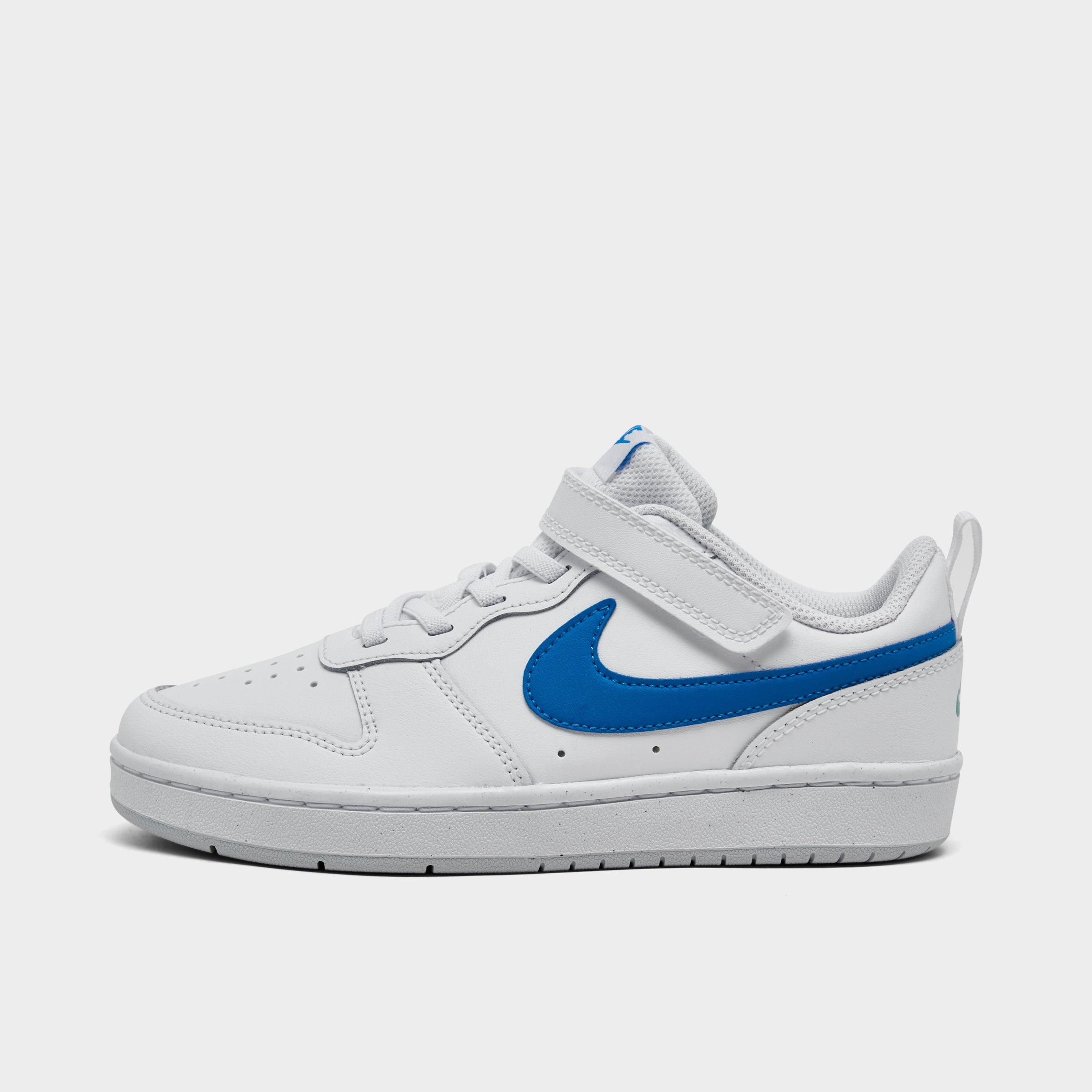 Nike Little Kids' Court Borough Low 2 Hook-and-loop Casual Shoes In White/photo Blue/pure Platinum