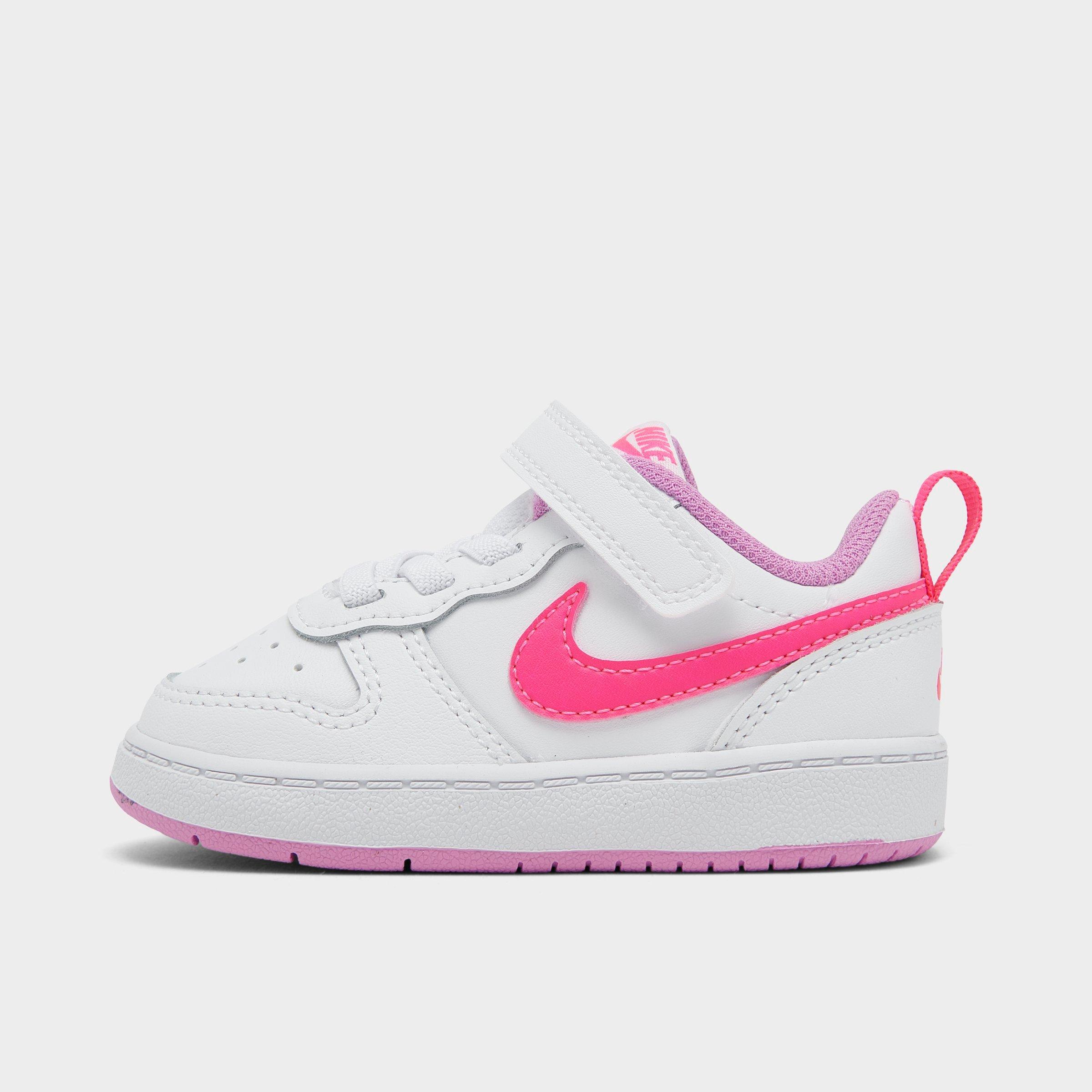 Nike Girls' Toddler Court Borough Low 2 Casual Shoes in White/Pink Size: 4.0