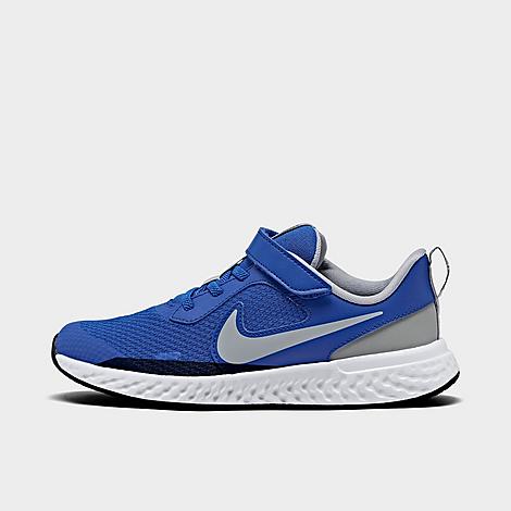 Nike Boys' Little Kids' Revolution 5 Hook-and-loop Running Shoes In Game Royal/light Smoke Grey/white