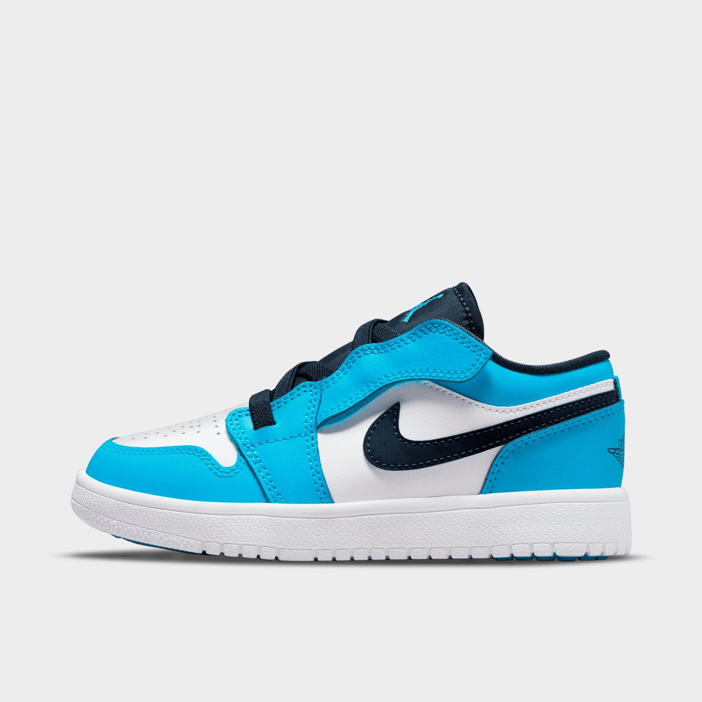 Jordan Little Kids 1 Low Alt Casual Shoes in White/Obsidian/Dark Powder Blue Size: 13.5