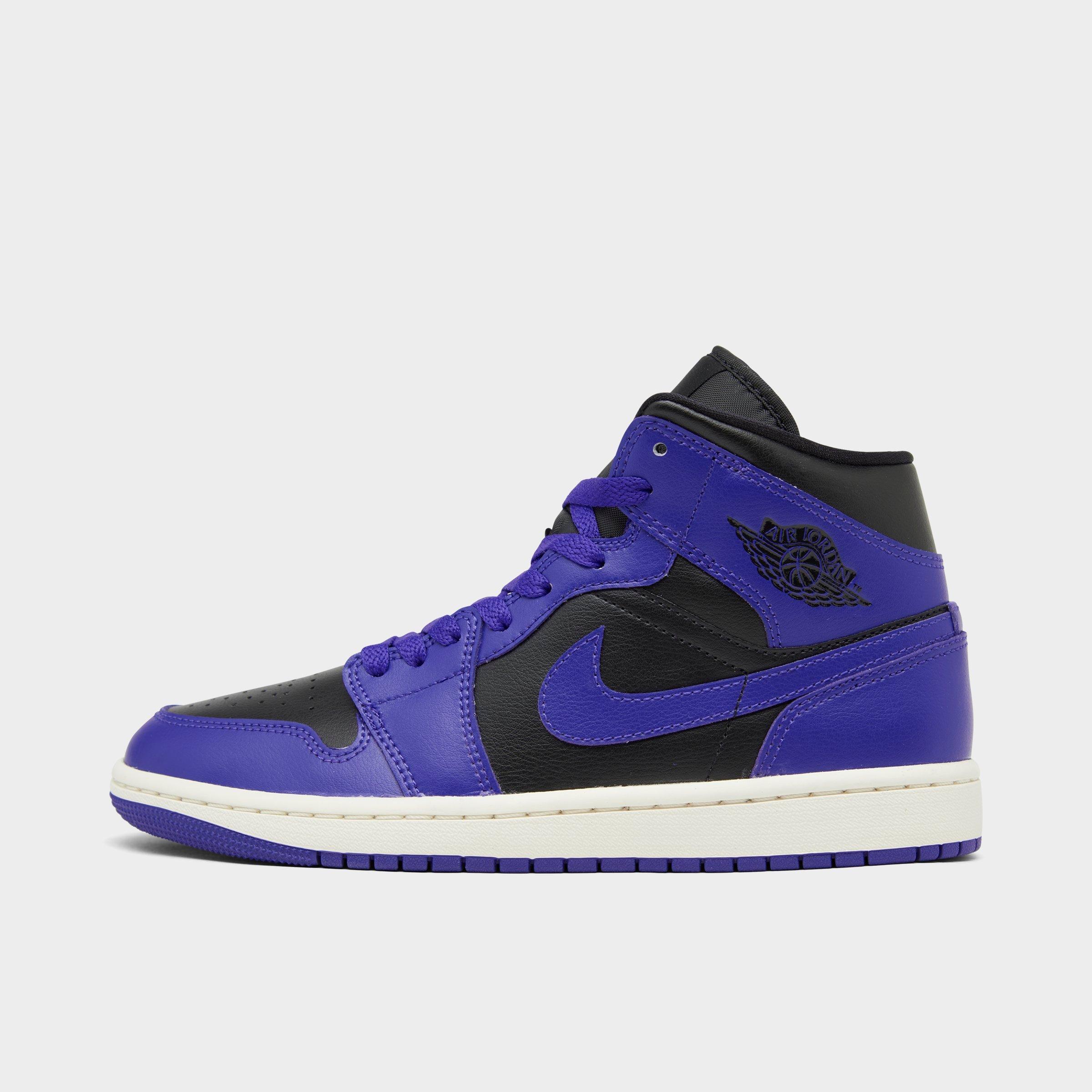 Nike Women's Air Jordan Retro 1 Mid Casual Shoes In Black/dark Concord/sail