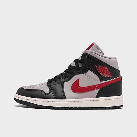 Shop Nike Women's Air Jordan Retro 1 Mid Casual Shoes In Black/gym Red/college Grey/sail