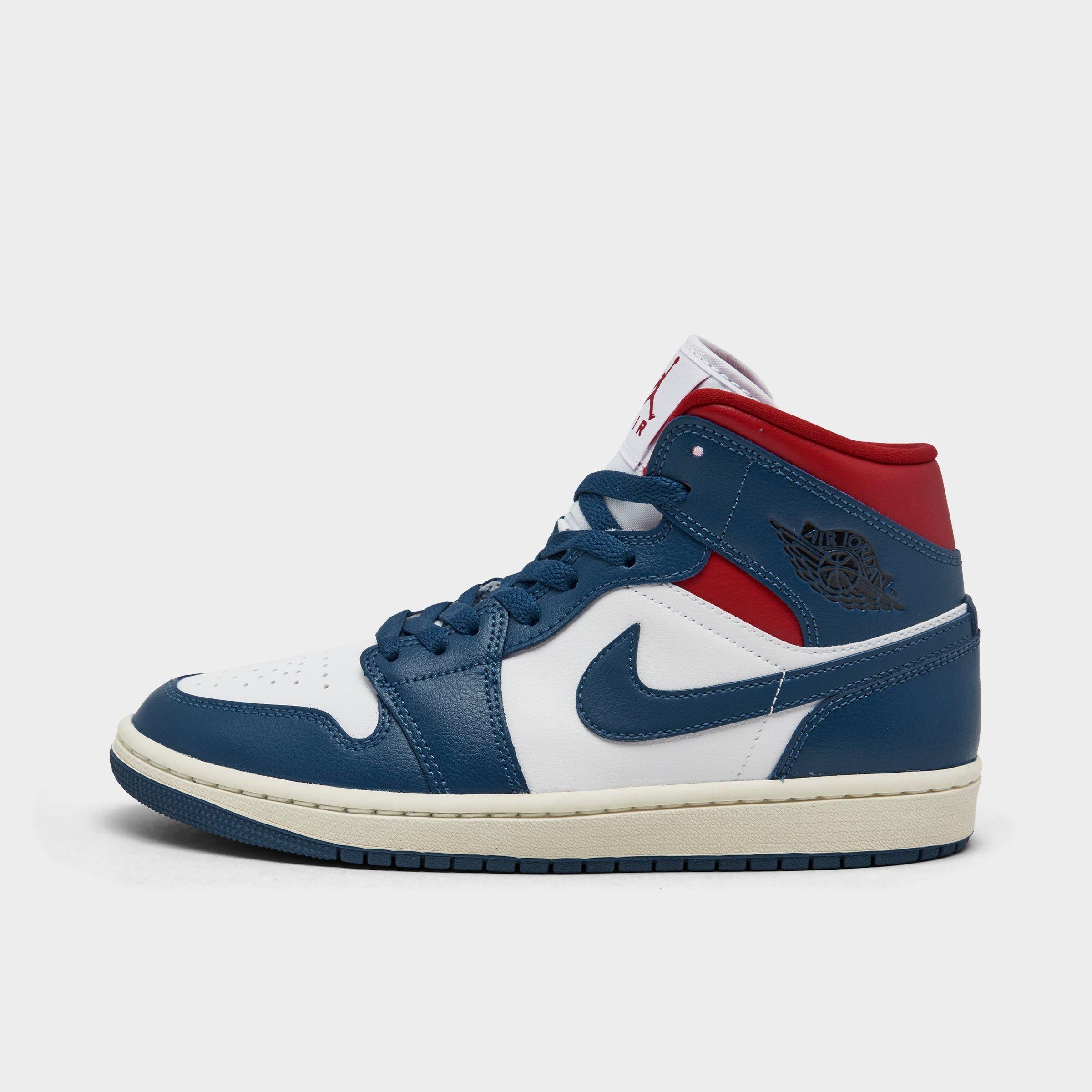 Nike Women's Air Jordan Retro 1 Mid Casual Shoes In White/french Blue/gym Red/sail/black