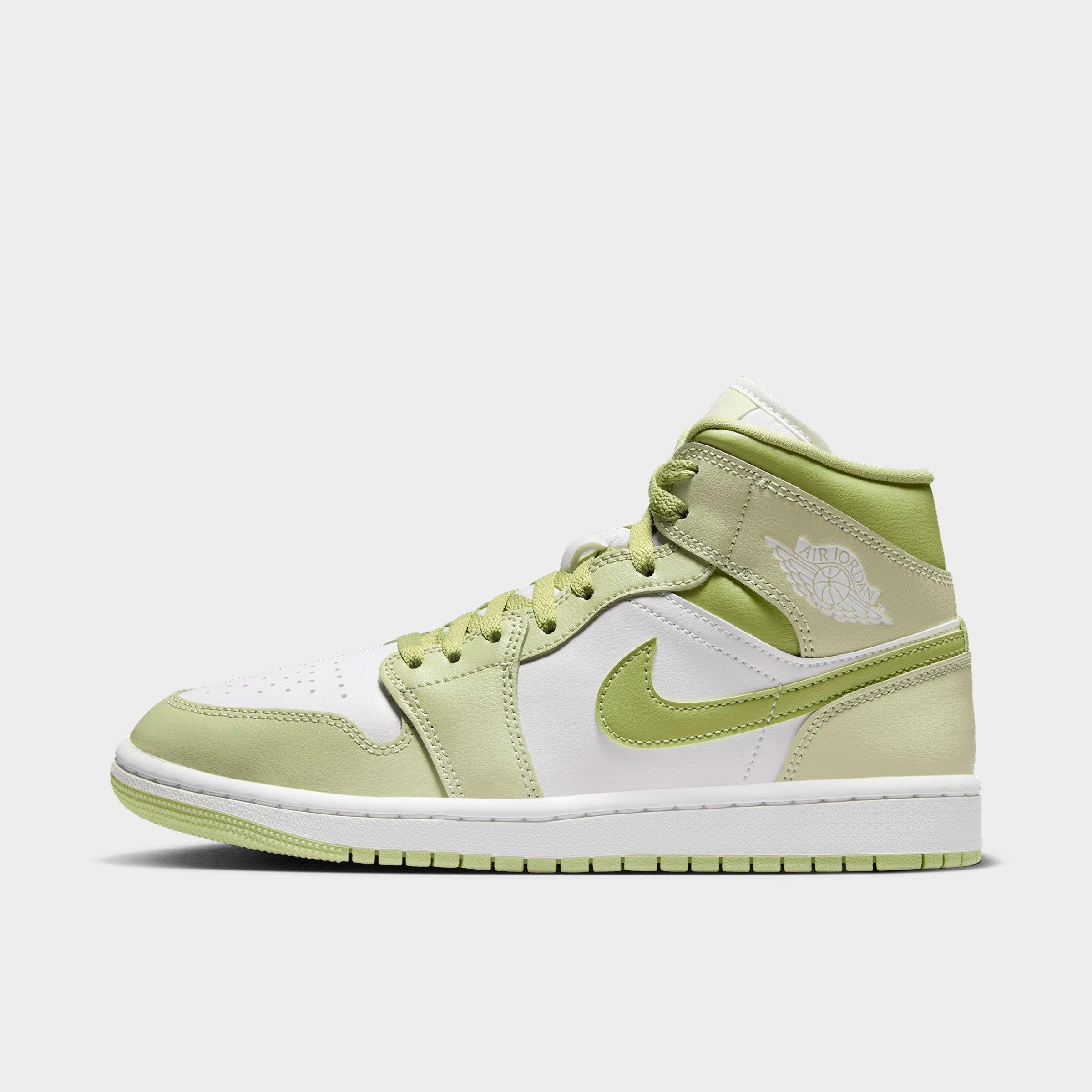Jordan Women's Air Retro 1 Mid Casual Shoes in Olive Aura/Lawn/Coconut Milk Size: 6.5