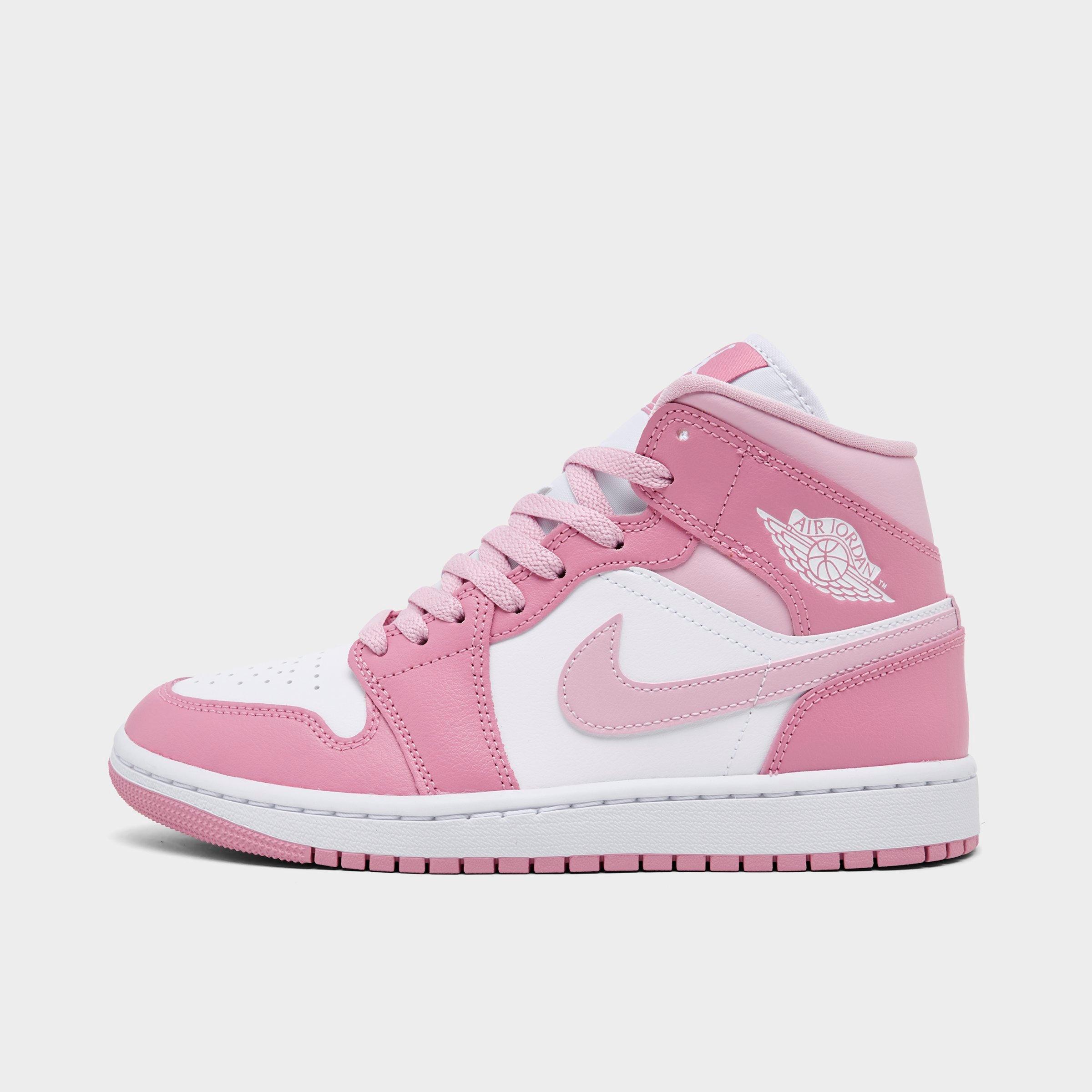 Jordan Women's Air Retro 1 Mid Casual Shoes in Elemental Pink/Iced Carmine/Coconut Milk Size: 5.0