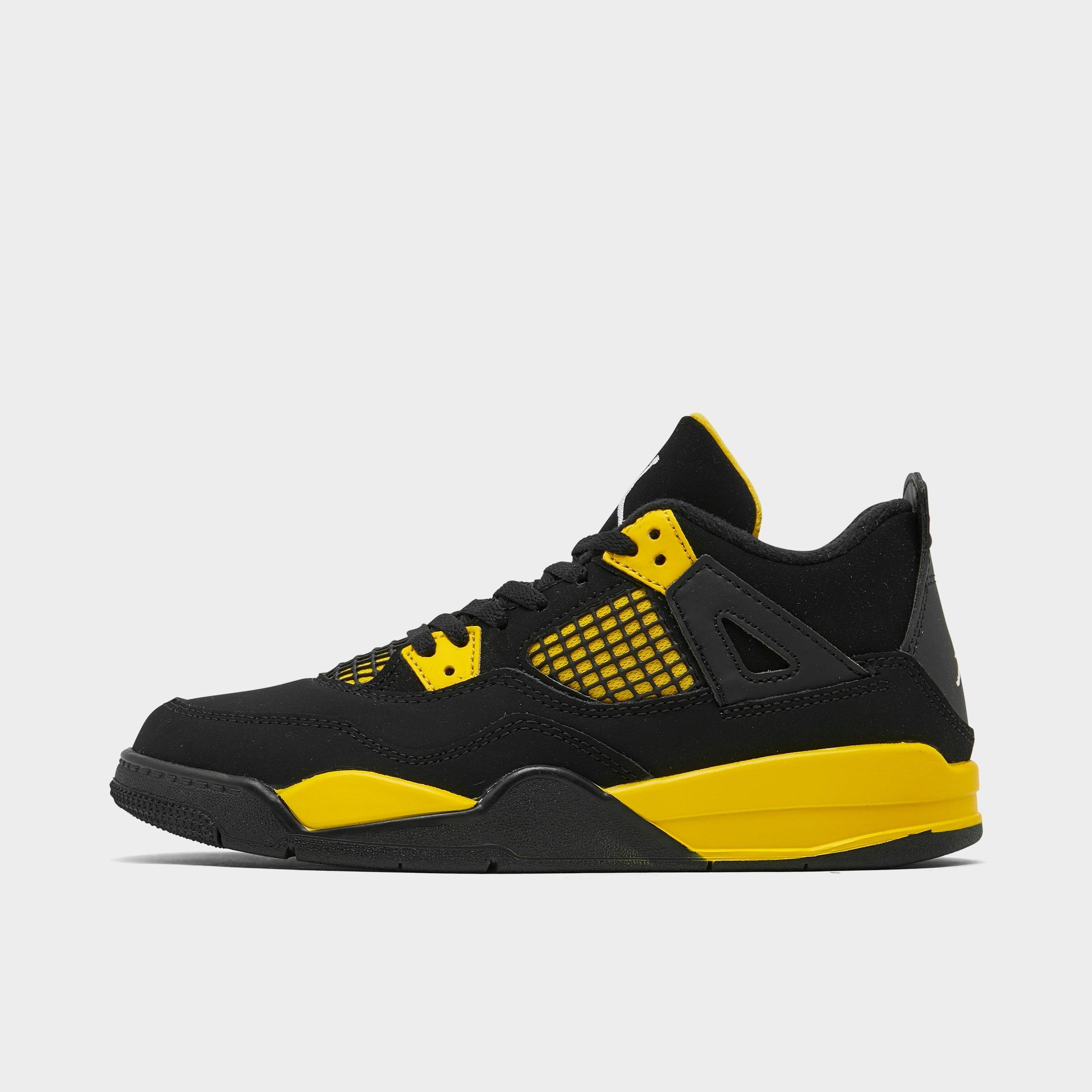 Nike Jordan Little Kids' Air Retro 4 Basketball Shoes In Black/white/tour Yellow