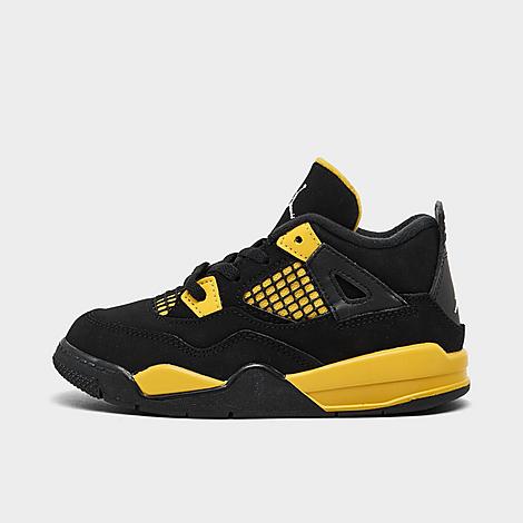Nike Babies' Jordan Kids' Toddler Air Retro 4 Basketball Shoes In Black/white/tour Yellow