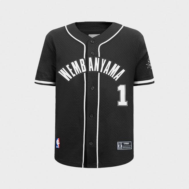 Big Kids' Pro Standard San Antonio Spurs NBA Wembanyama Mesh Button Down T-Shirt