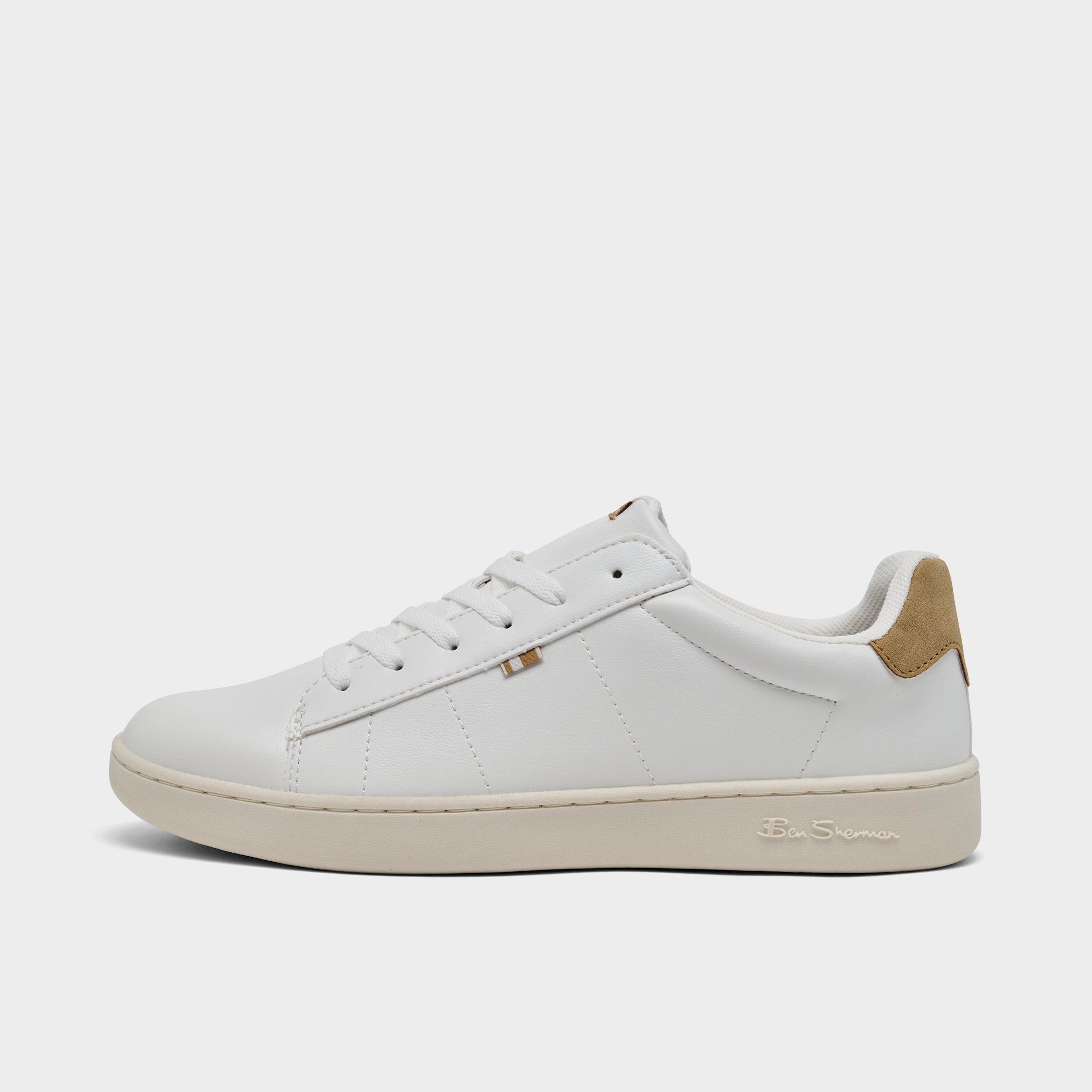 Ben Sherman Men's Hampton Low Court Casual Shoes in White/Tan Size: 8.0