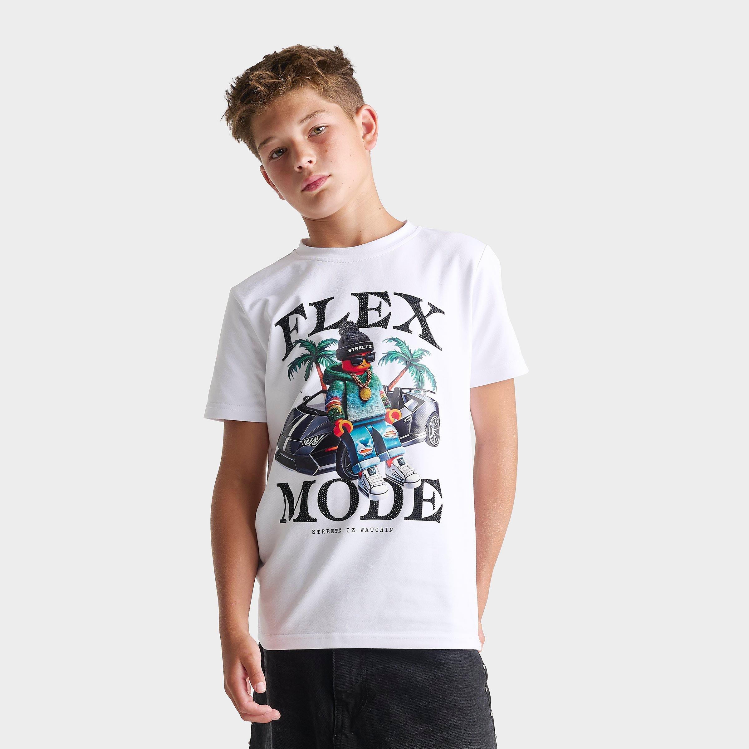 Streetz Iz Watchin Big Kids Flex Mode T-Shirt in White Size: Large