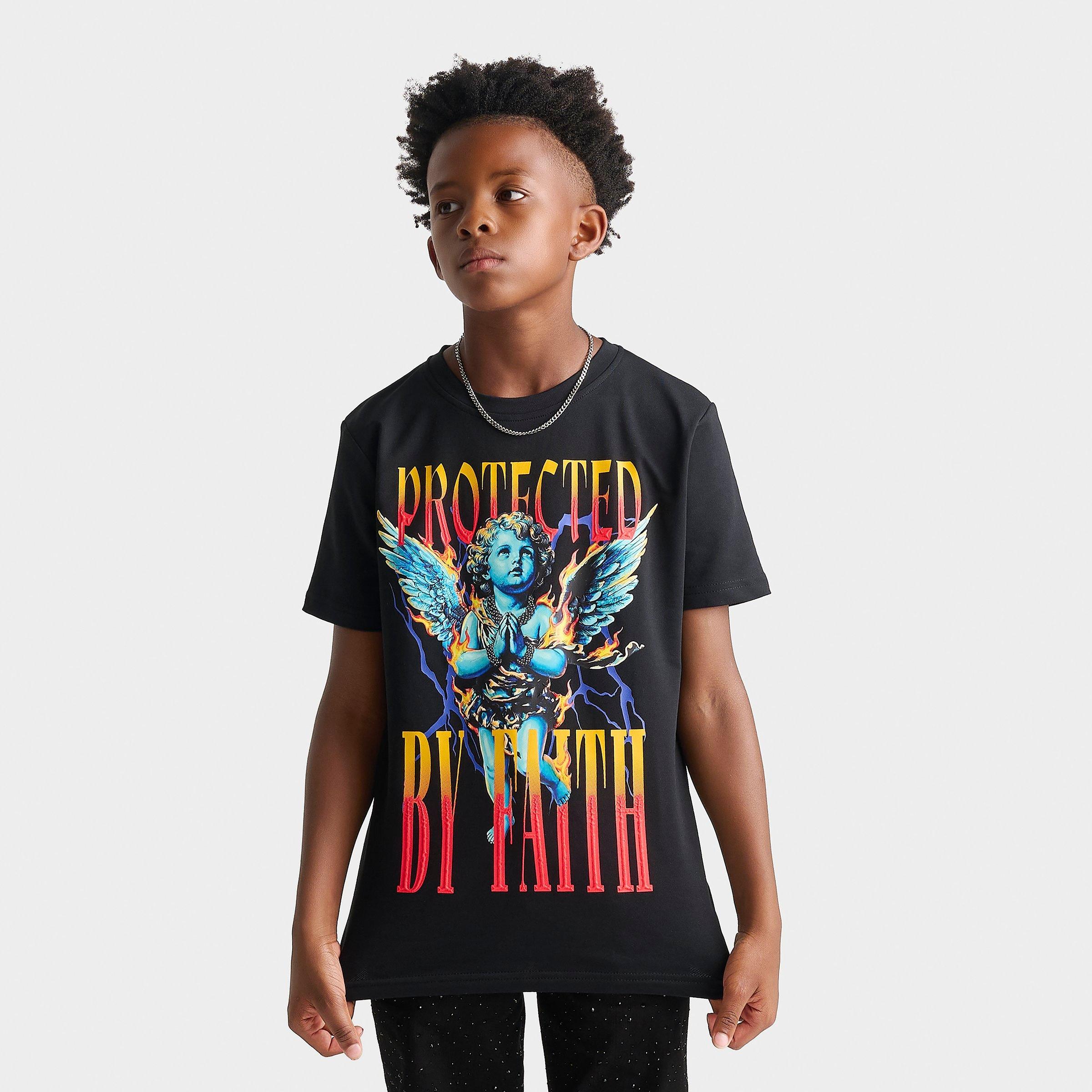 Streetz Iz Watchin Big Kids Protected By Faith T-Shirt in Black Size: Small