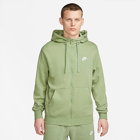 Shop Nike Sportswear Club Fleece Full-zip Hoodie In Oil Green/oil Green/white