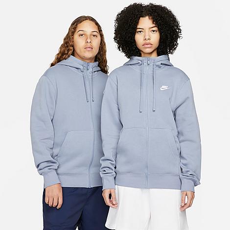 Nike Sportswear Club Fleece Full-zip Hoodie In Ashen Slate/ashen Slate/white