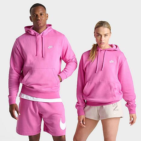 Shop Nike Sportswear Club Fleece Embroidered Hoodie In Playful Pink/playful Pink/white