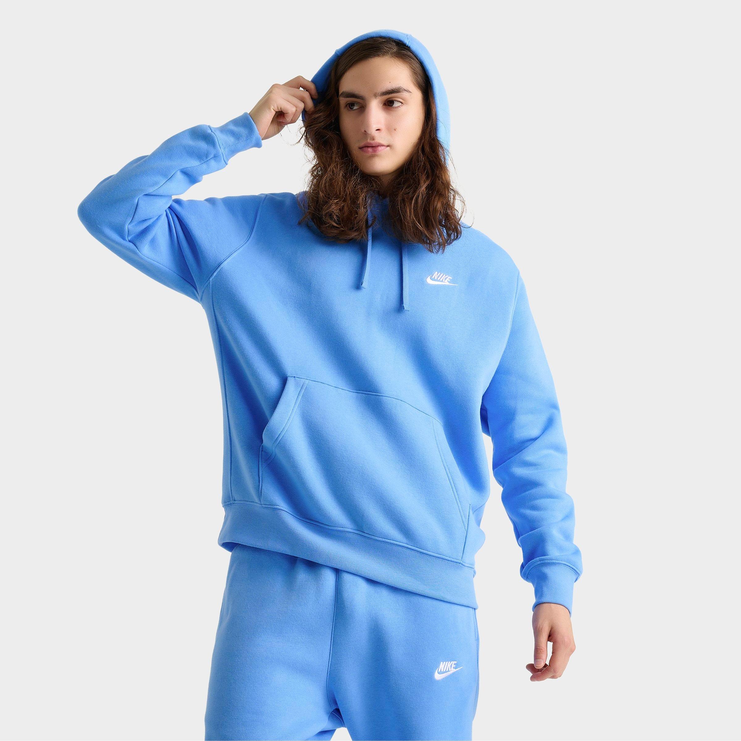Nike Men's Sportswear Club Fleece Embroidered Hoodie in University Blue/University Blue/White Size: XS
