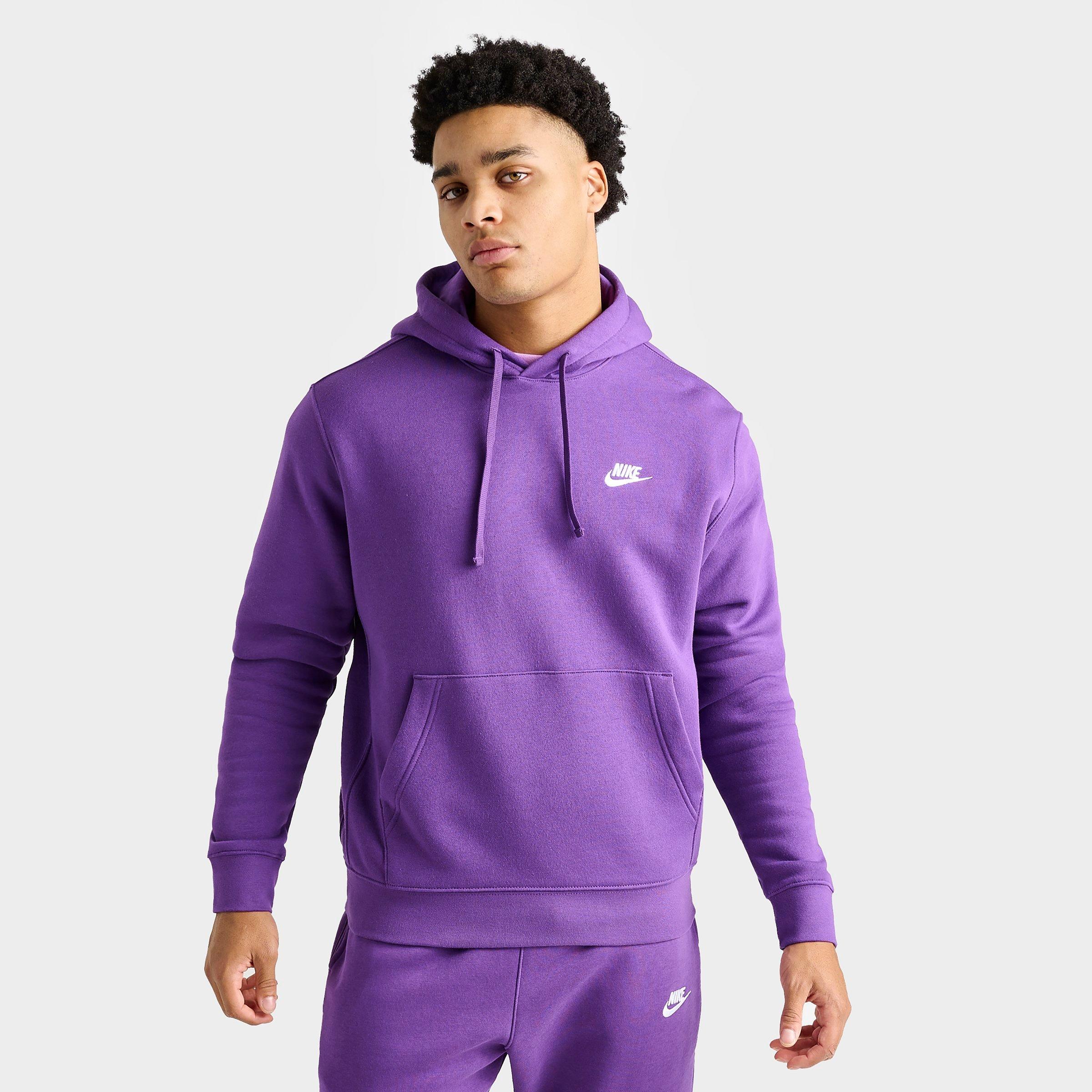 Nike Men's Sportswear Club Fleece Pullover Hoodie In Purple Cosmos,white