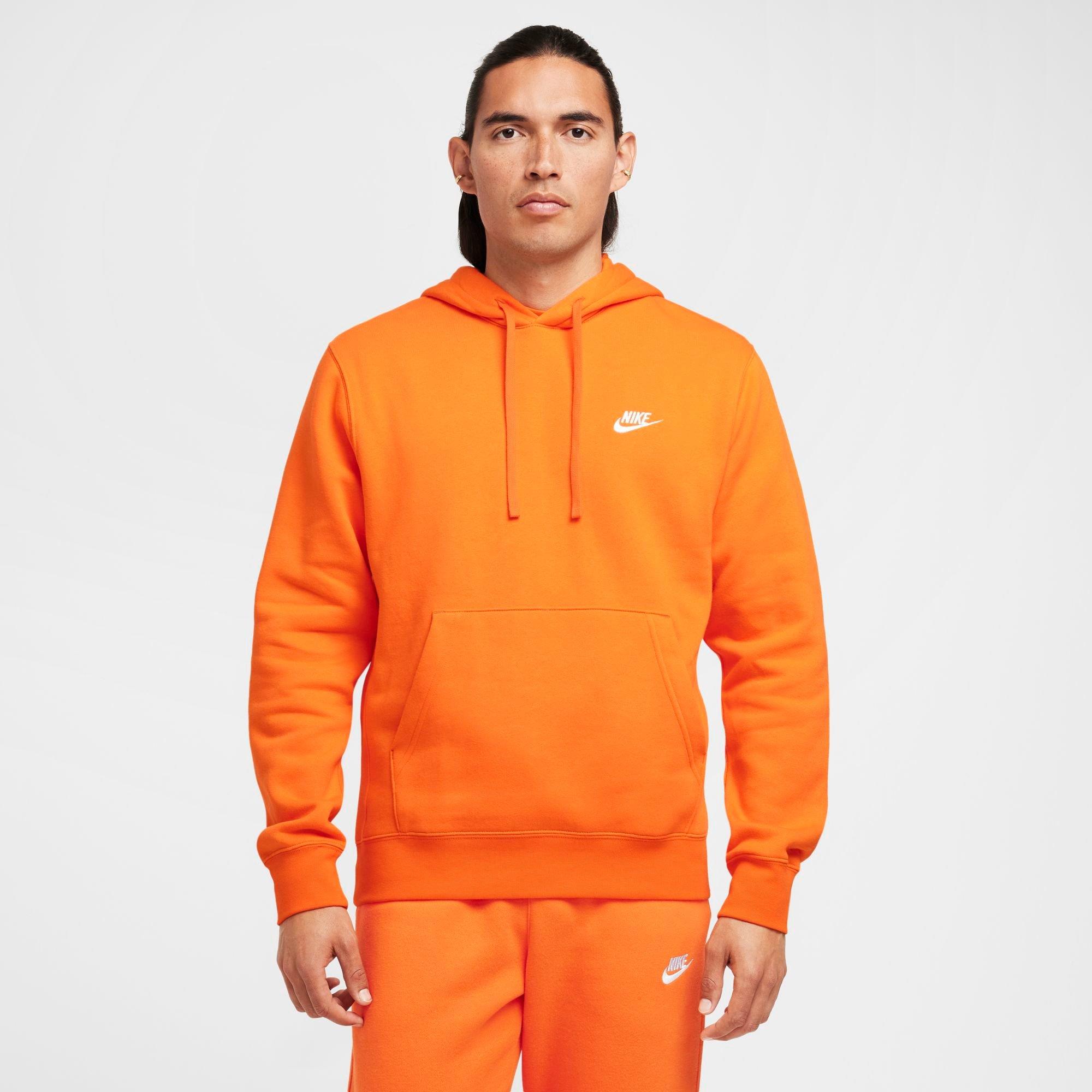 Nike Sportswear Club Fleece Embroidered Hoodie in Orange/Safety Orange Size Medium