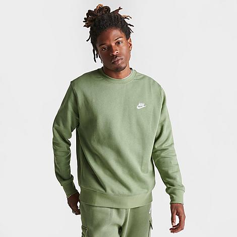 Nike Sportswear Club Fleece Crewneck Sweatshirt In Oil Green/white