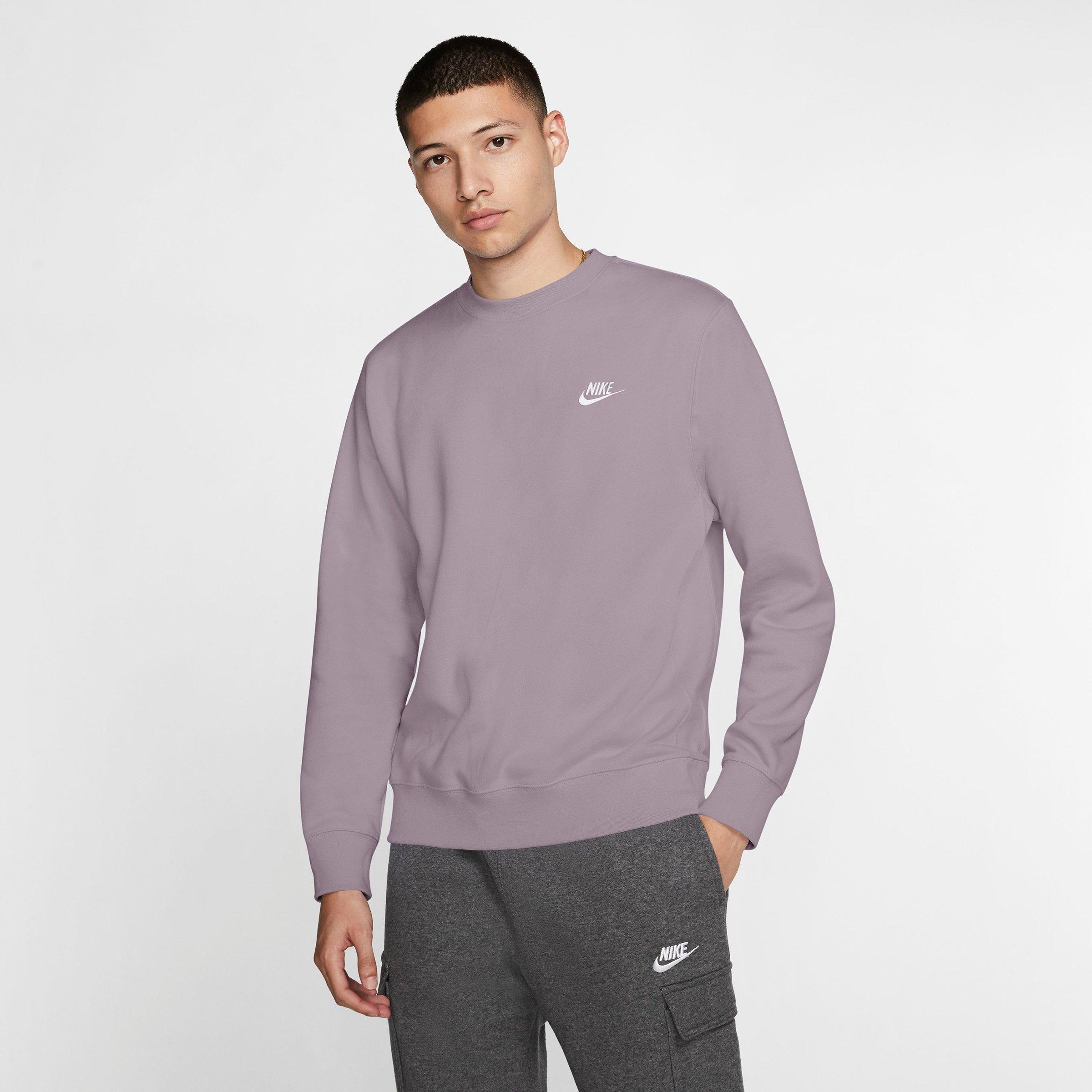 Nike Sportswear Club Fleece Crewneck Sweatshirt In Iced Lilac/white