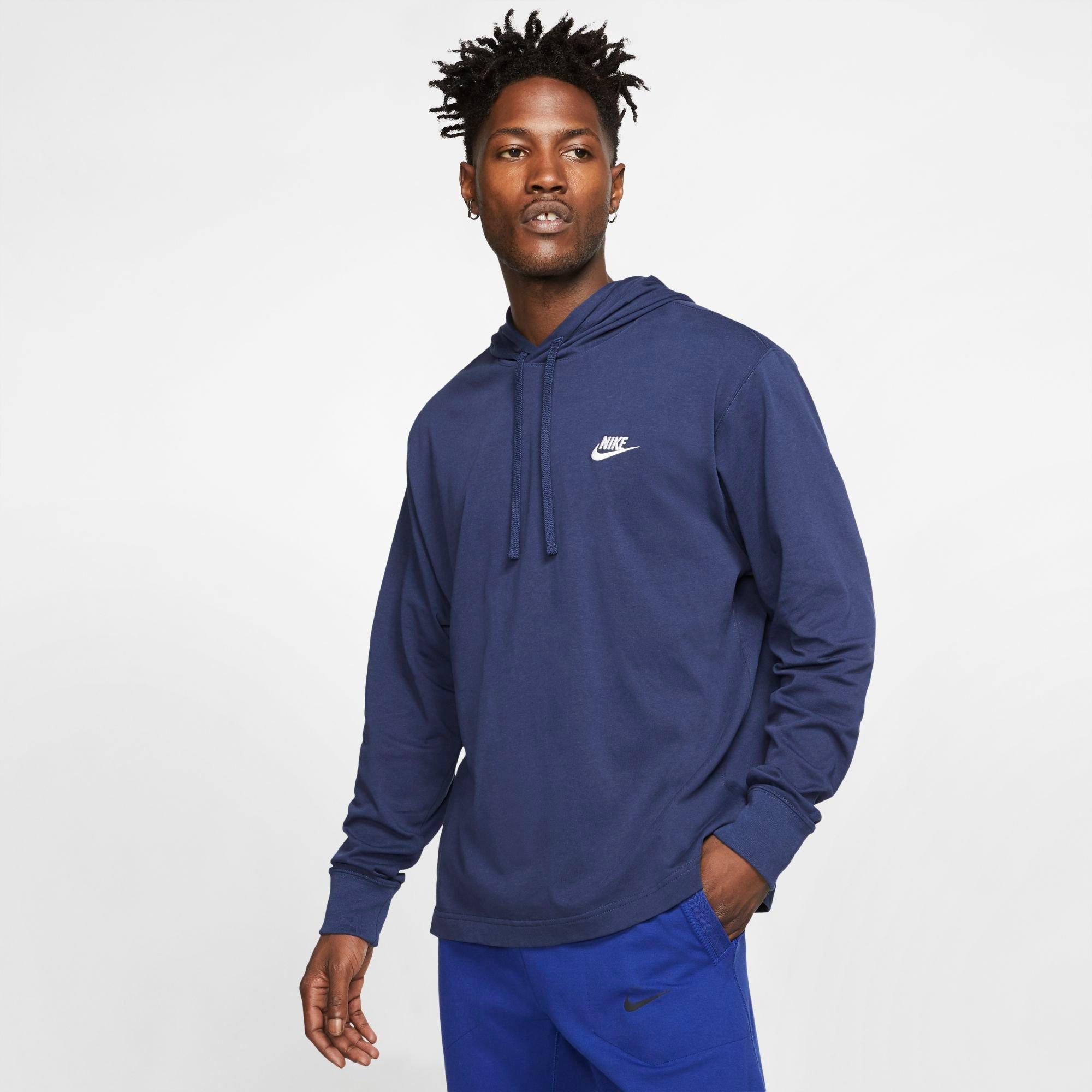 Nike Men's Sportswear Club Jersey Pullover Hoodie In Midnight Navy/white