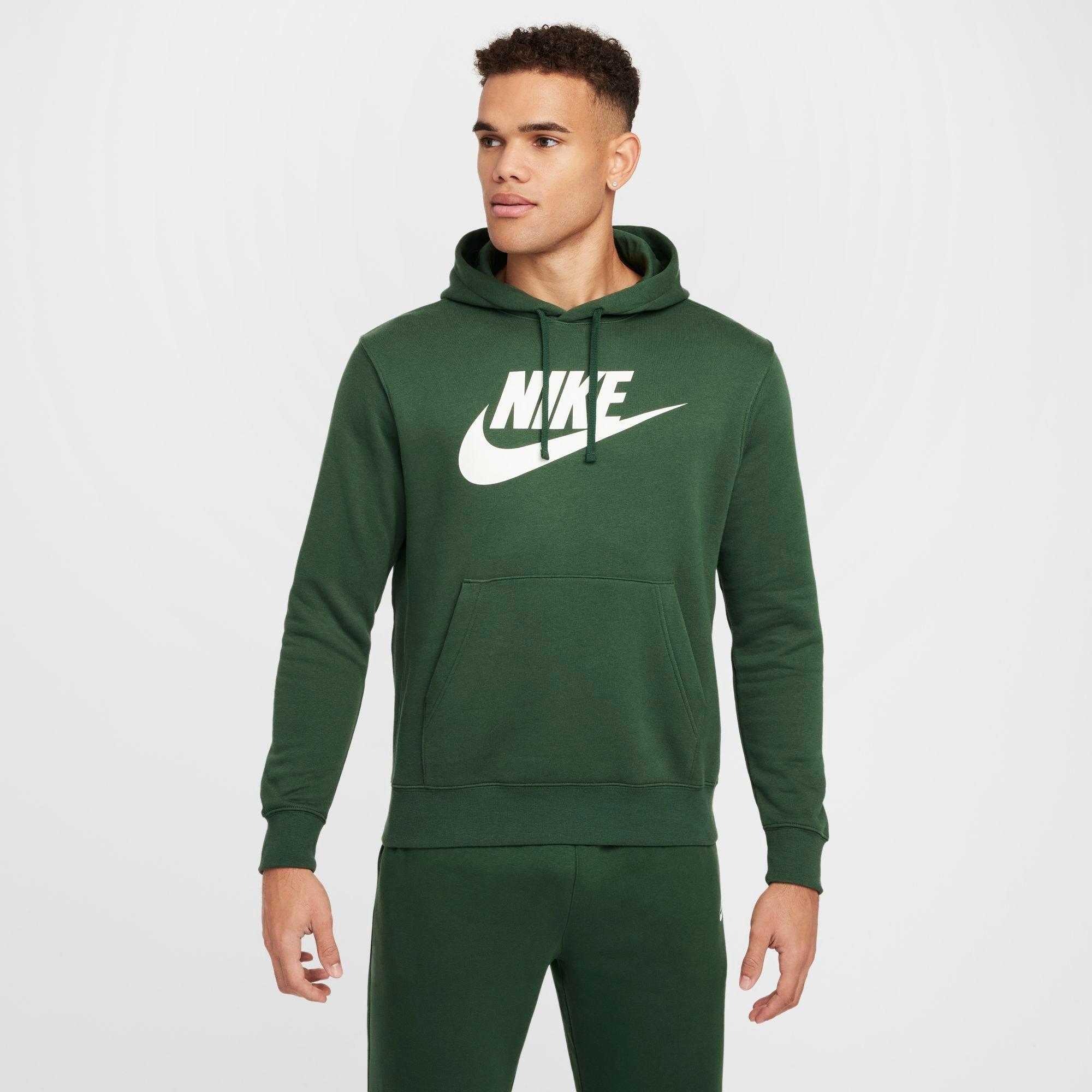 Nike Sportswear Club Fleece Hoodie in Green/Fir Size XL Cotton/Polyester/Fleece