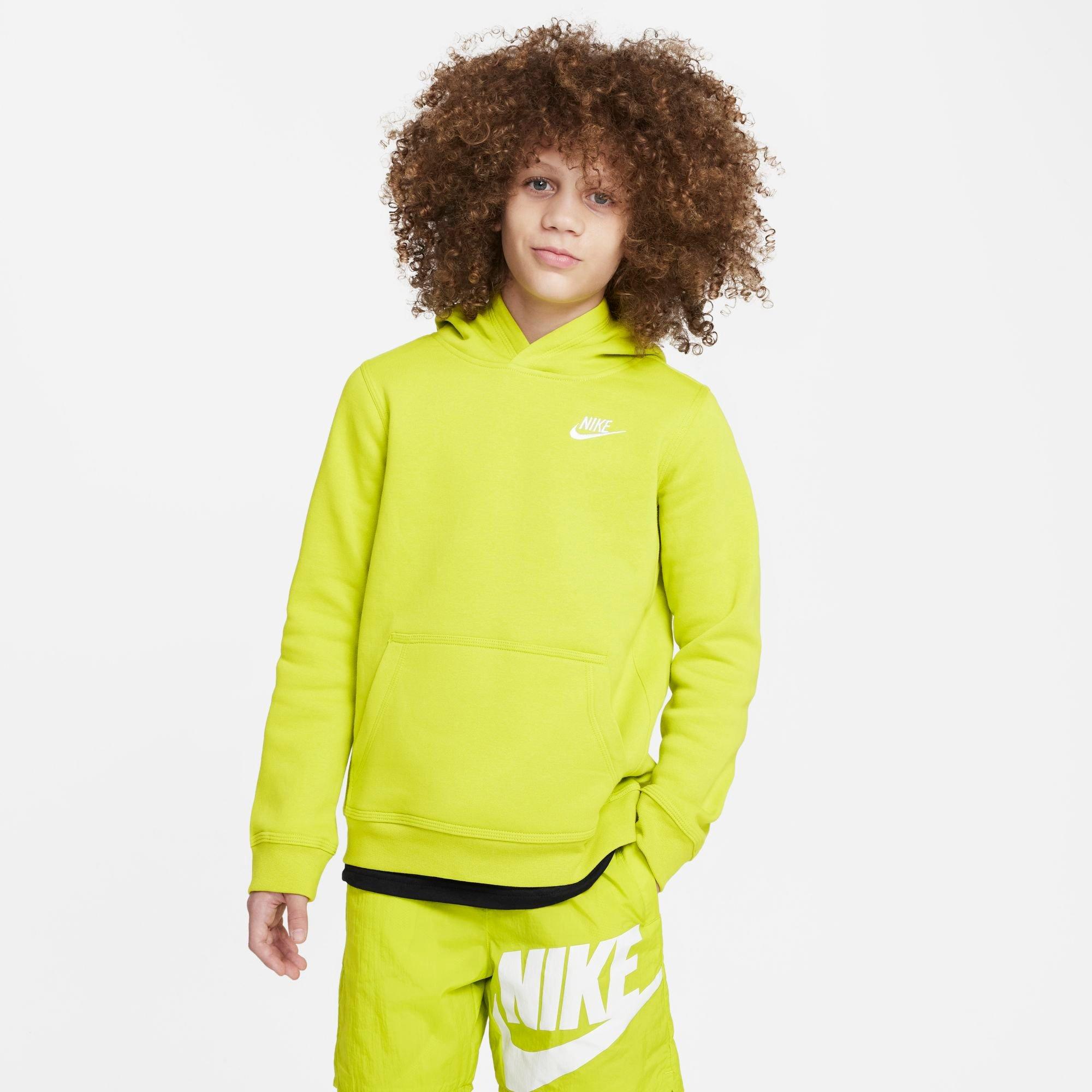 Nike Kids'  Boys' Sportswear Club Fleece Pullover Hoodie In Bright Cactus/white