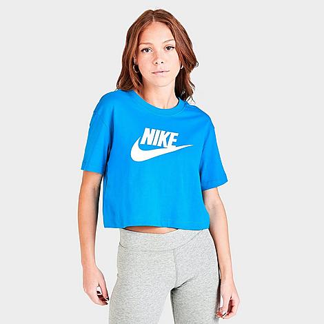 Nike Women's Sportswear Essential Cropped T-shirt In Laser Blue/white