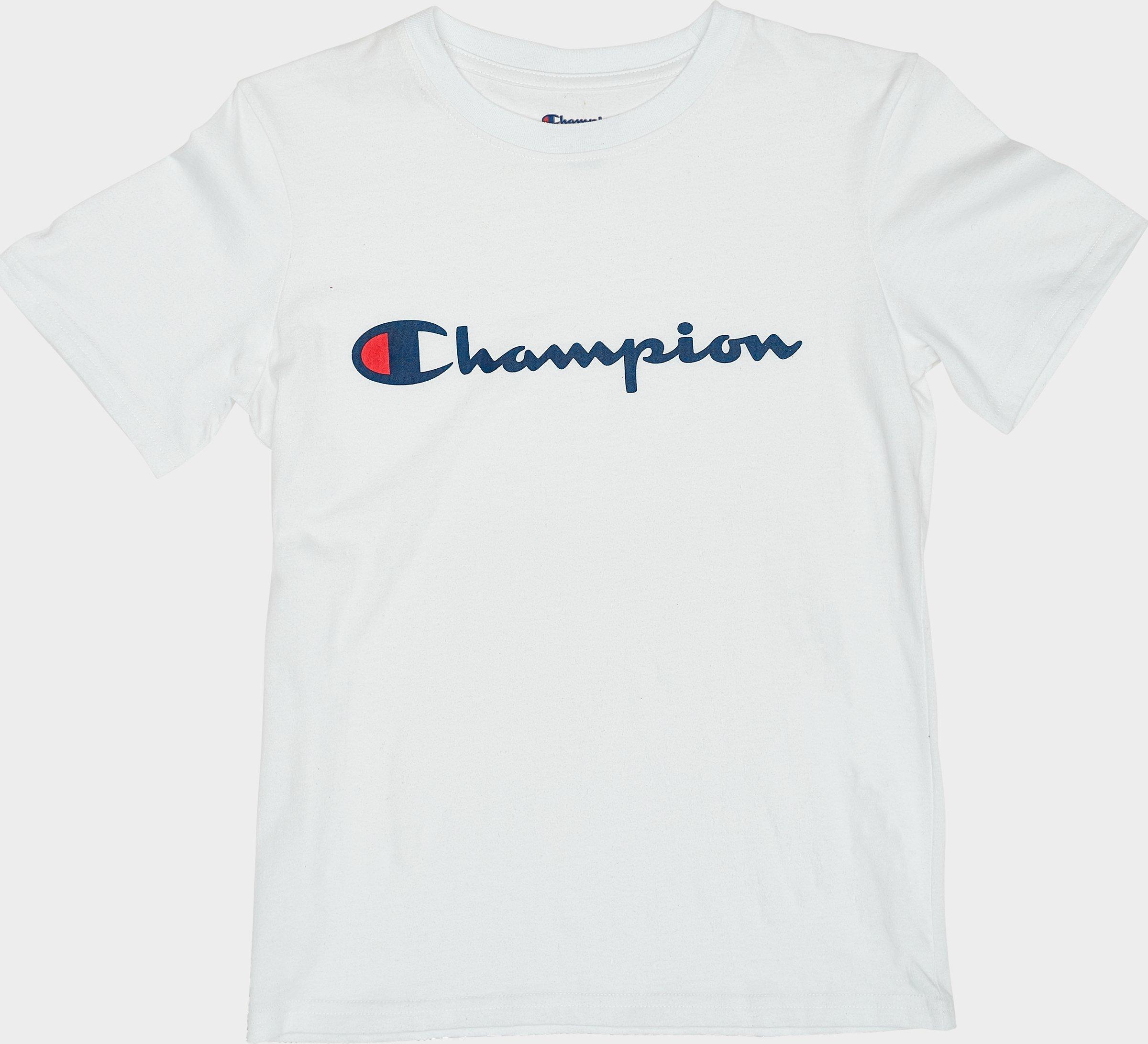 UPC 735869214366 product image for Champion Boys' Script T-Shirt in White Size Large Cotton | upcitemdb.com