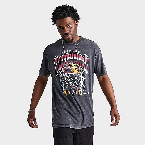 Shop Mitchell And Ness Men's Chicago Blackhawks Nhl Crease Lightning Graphic T-shirt Size Large Cotton In Vintage Washed Black